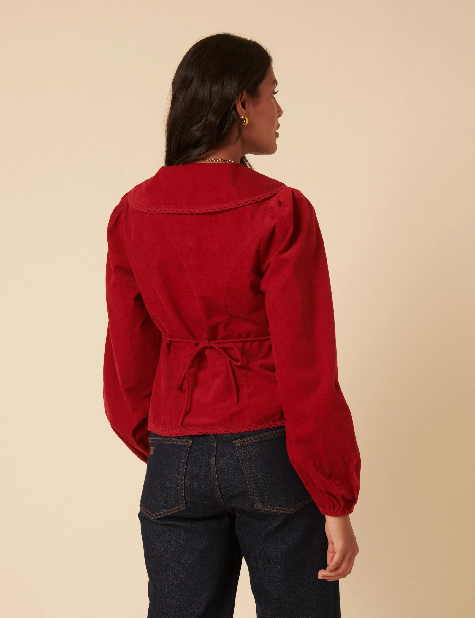Red Cord Collared Blouse sold by Nobody's Child product image thumbnail 5