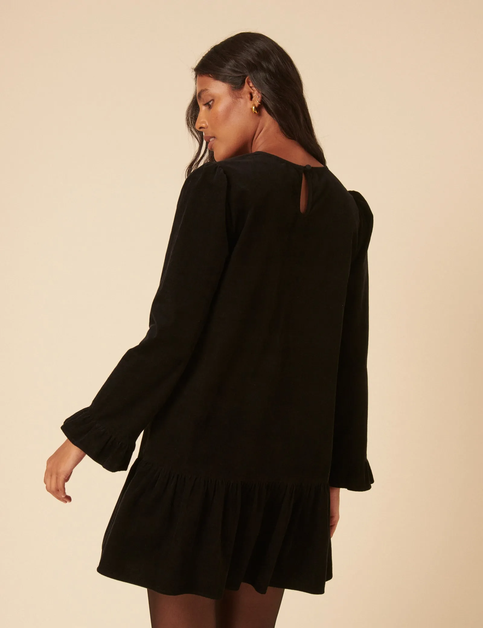 Black Cord Long Sleeve Tiana Mini Dress sold by Nobody's Child product image thumbnail 5