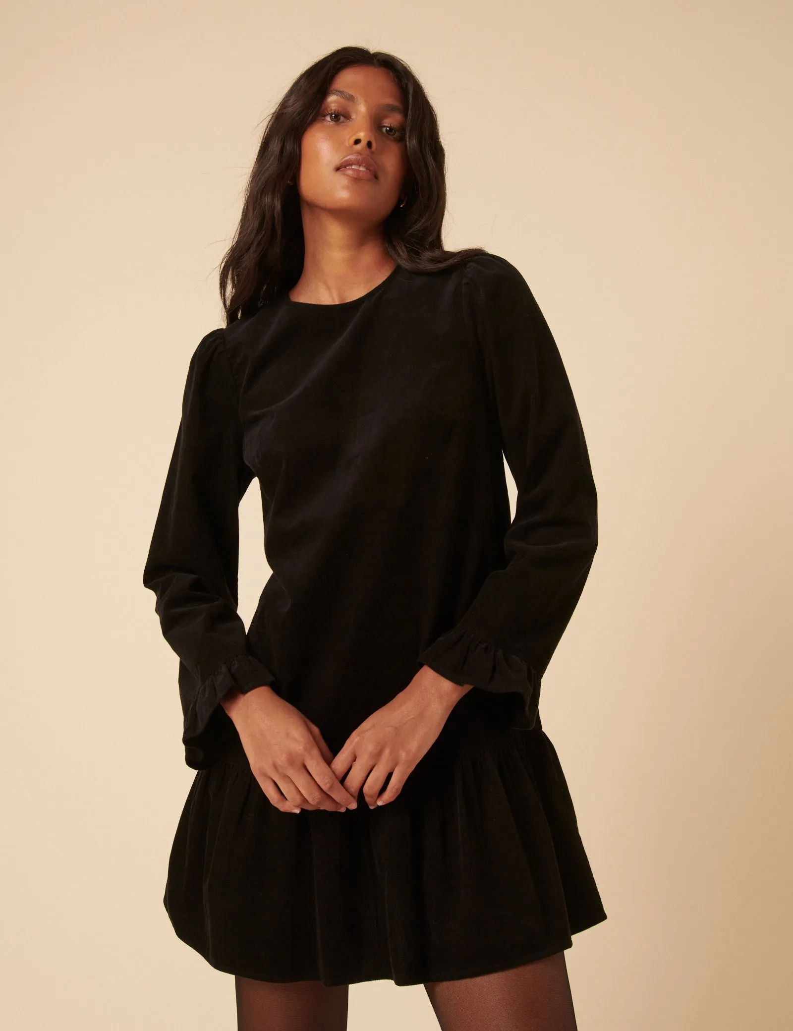 Black Cord Long Sleeve Tiana Mini Dress sold by Nobody's Child product image thumbnail 4