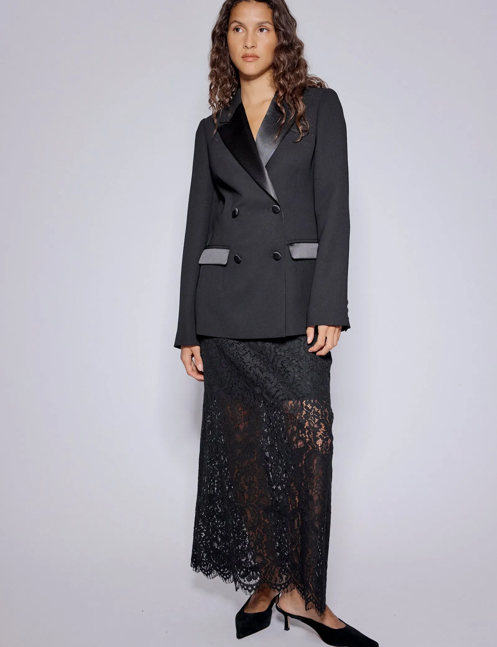 Black Floral Lace Midi Skirt sold by Nobody's Child product image thumbnail 3