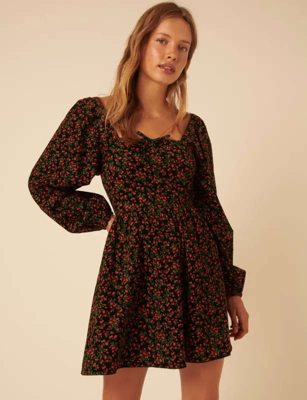 Black Cherry Print Raya Mini Dress sold by Nobody's Child