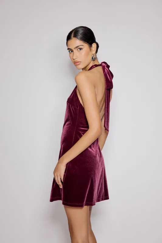 Purple Velvet Halter Neck Scorpio Mini Dress sold by Nobody's Child