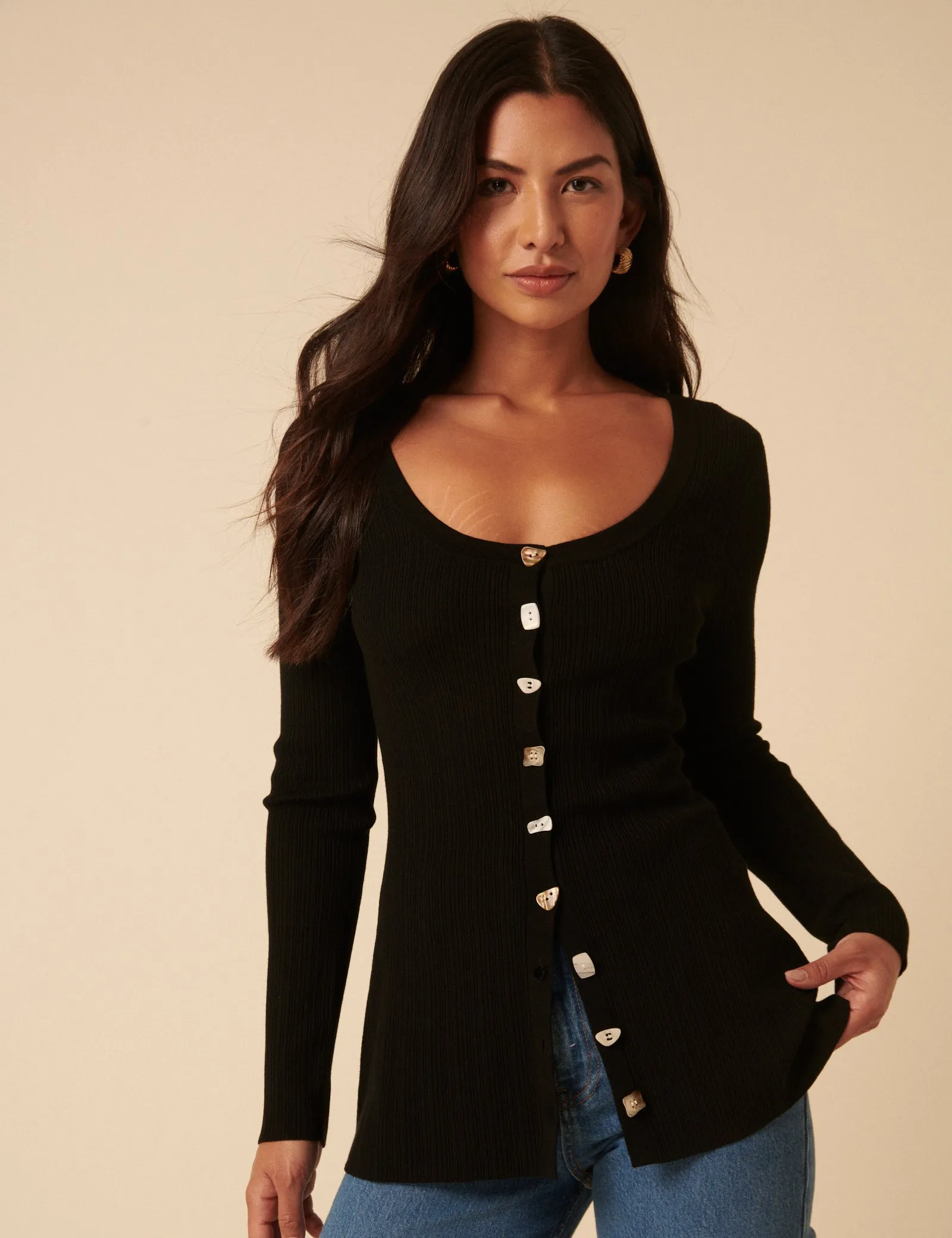 Black Ribbed Longline Cardigan sold by Nobody's Child product image thumbnail 3