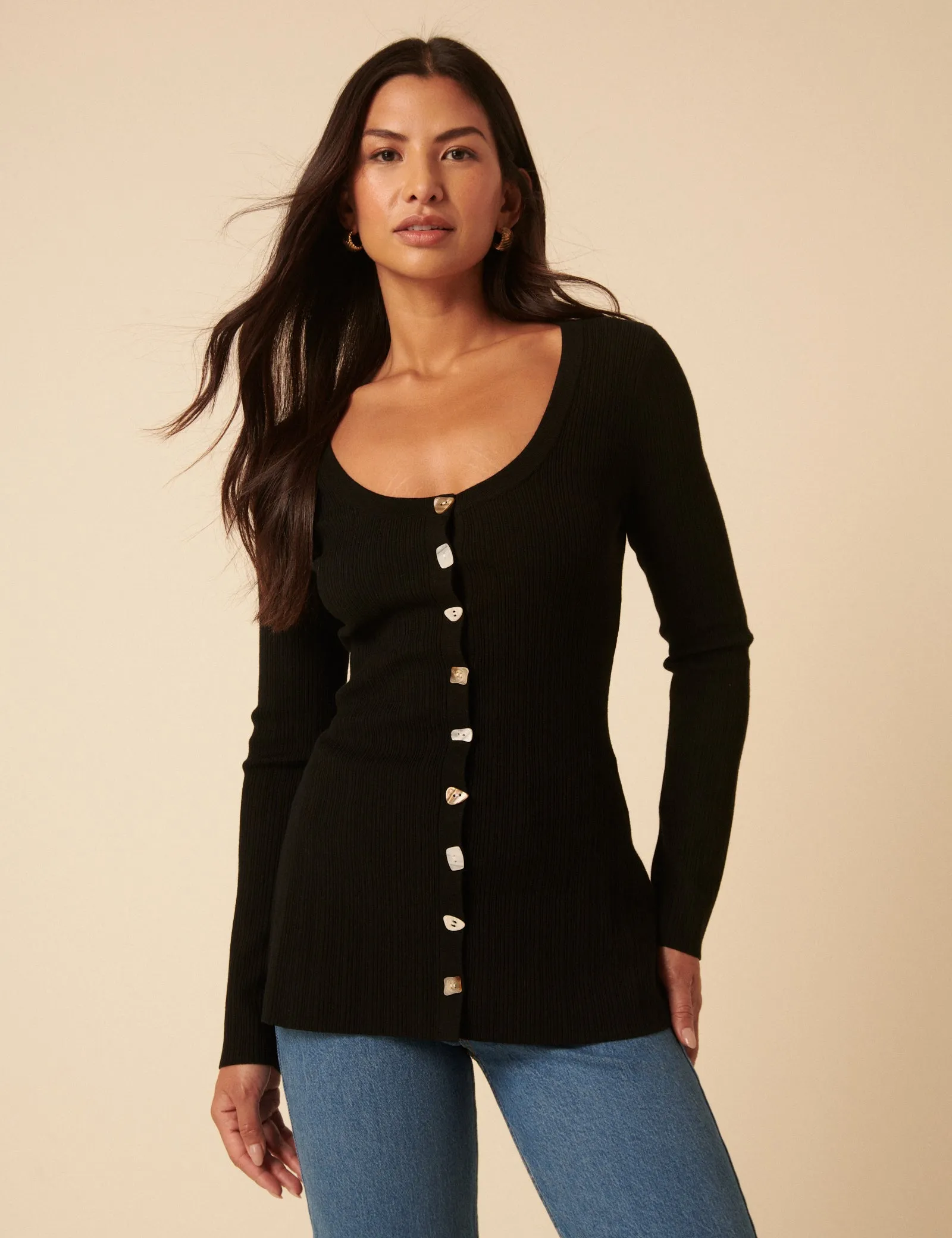 Black Ribbed Longline Cardigan sold by Nobody's Child product image thumbnail 2