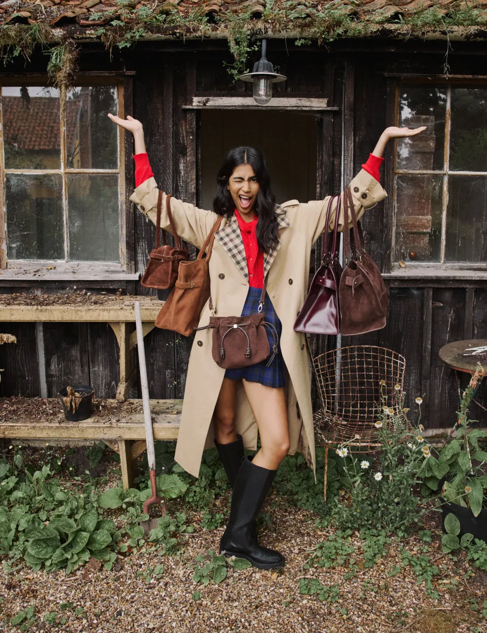 Brown Suede Drawstring Pouch Bag sold by Nobody's Child product image thumbnail 3