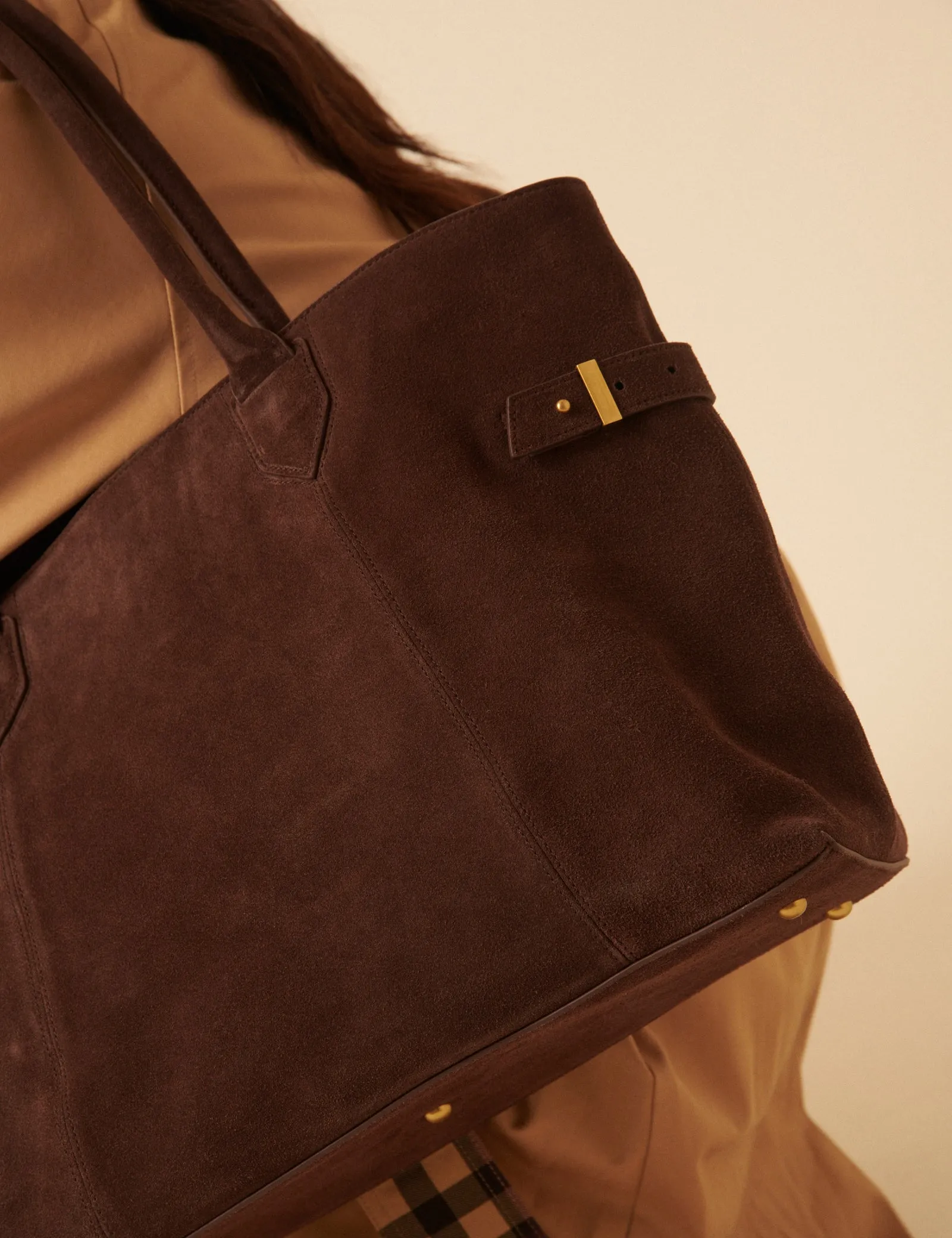 Chocolate Brown Suede Tote Bag sold by Nobody's Child product image thumbnail 5