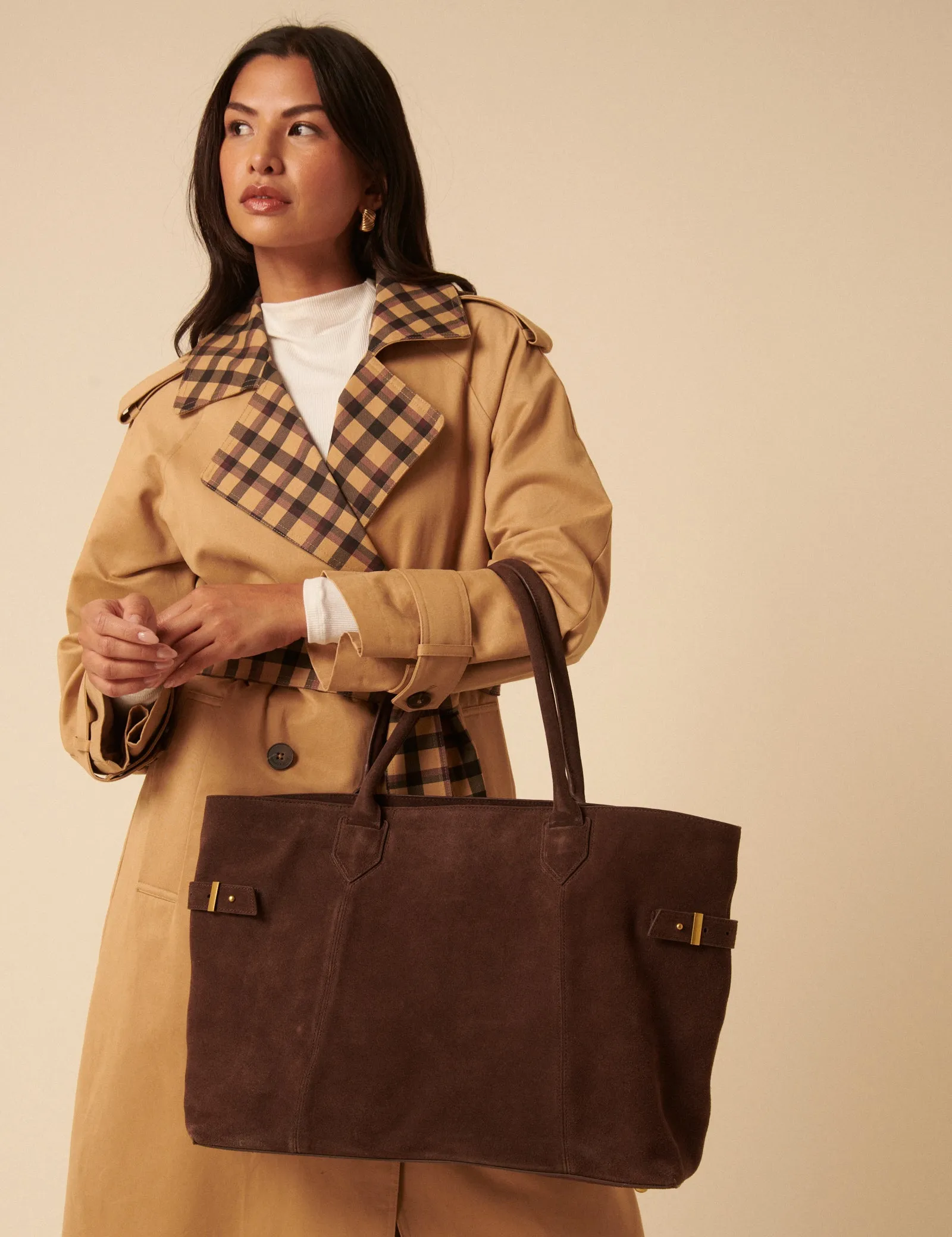 Chocolate Brown Suede Tote Bag sold by Nobody's Child product image thumbnail 4