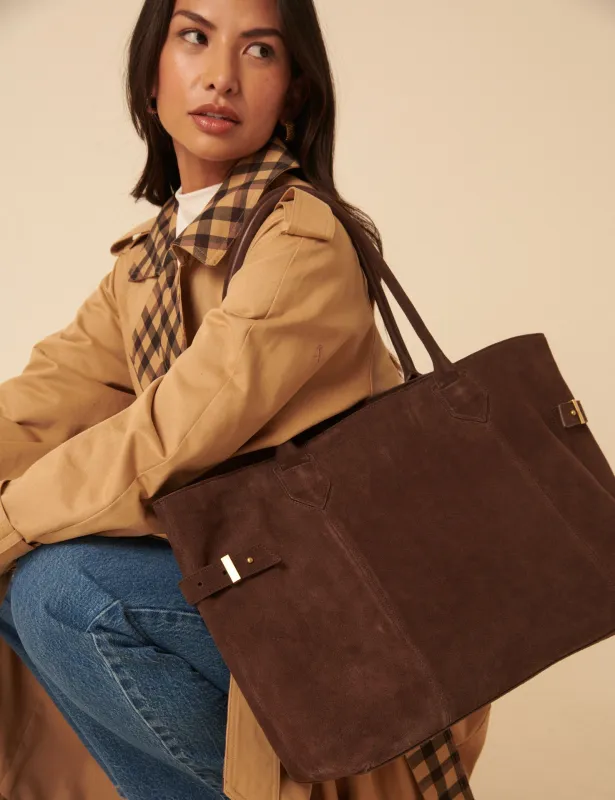 Chocolate Brown Suede Tote Bag sold by Nobody's Child
