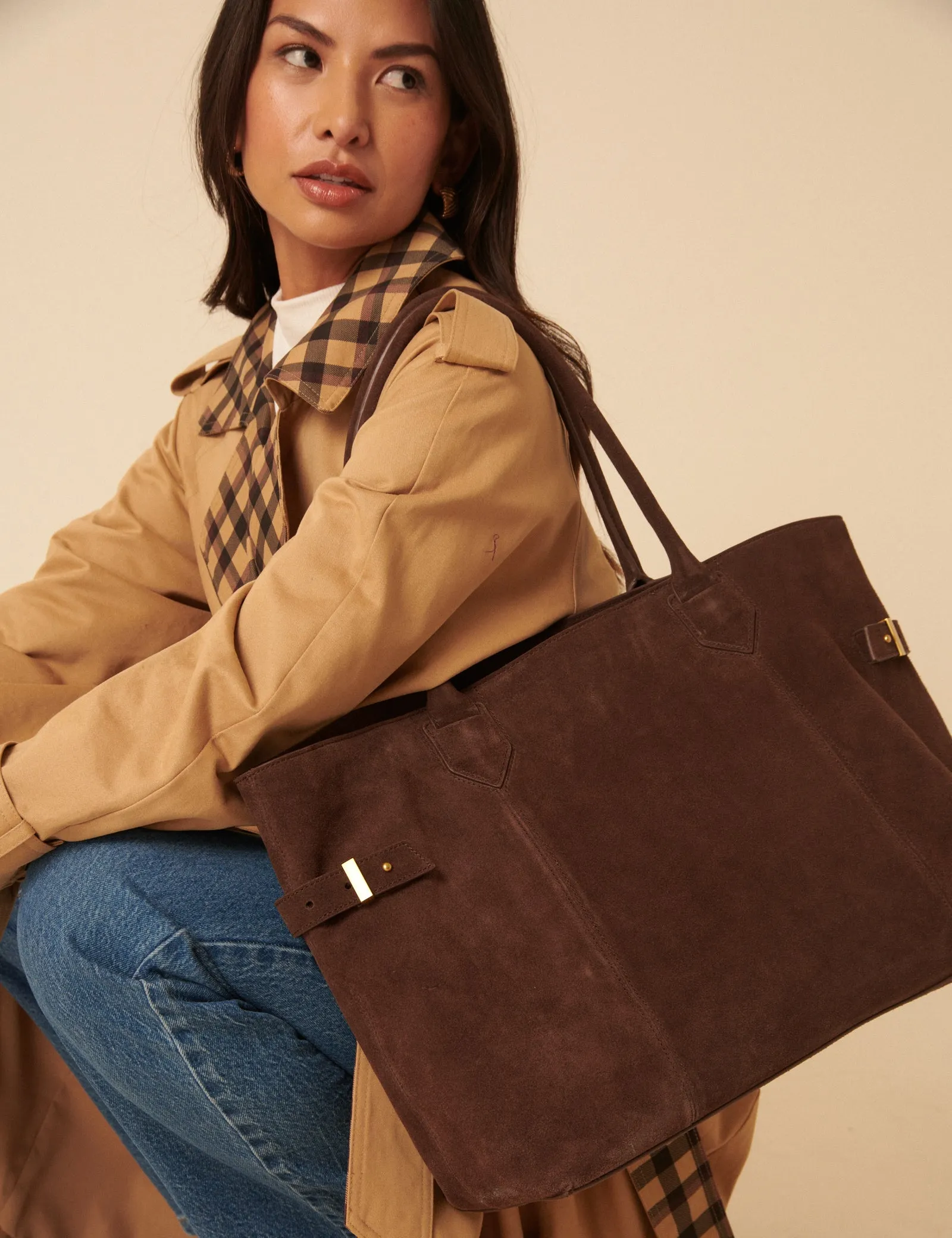 Chocolate Brown Suede Tote Bag sold by Nobody's Child