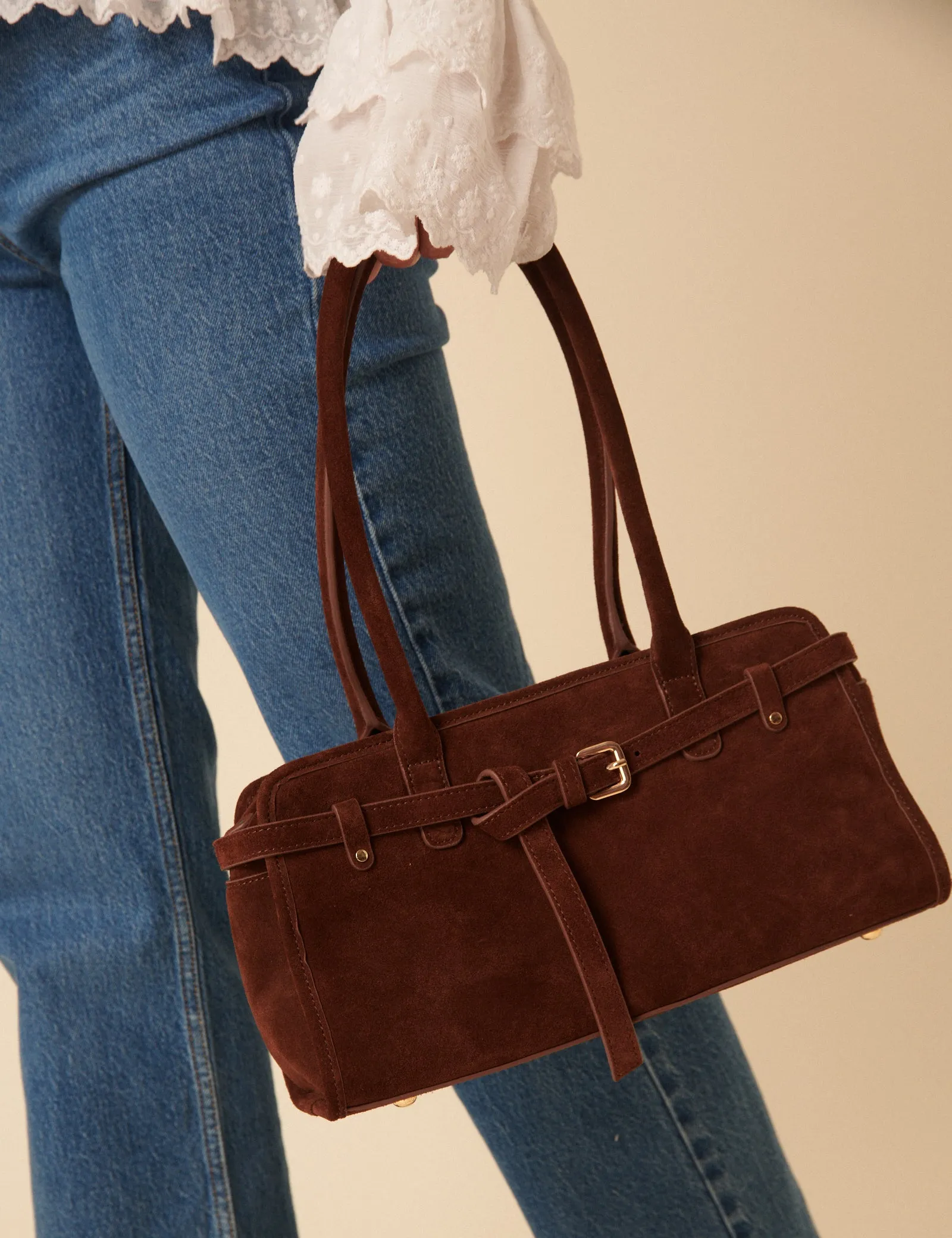 Brown Suede Baguette Shoulder Bag sold by Nobody's Child product image thumbnail 2