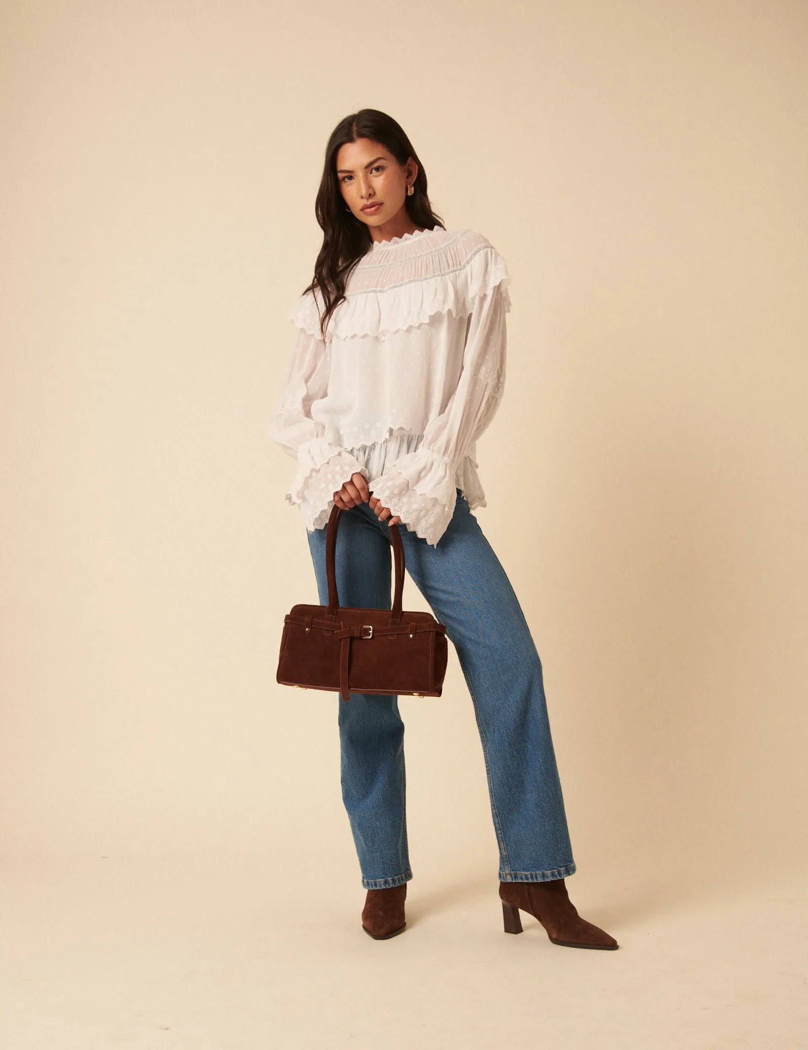 Brown Suede Baguette Shoulder Bag sold by Nobody's Child product image thumbnail 5