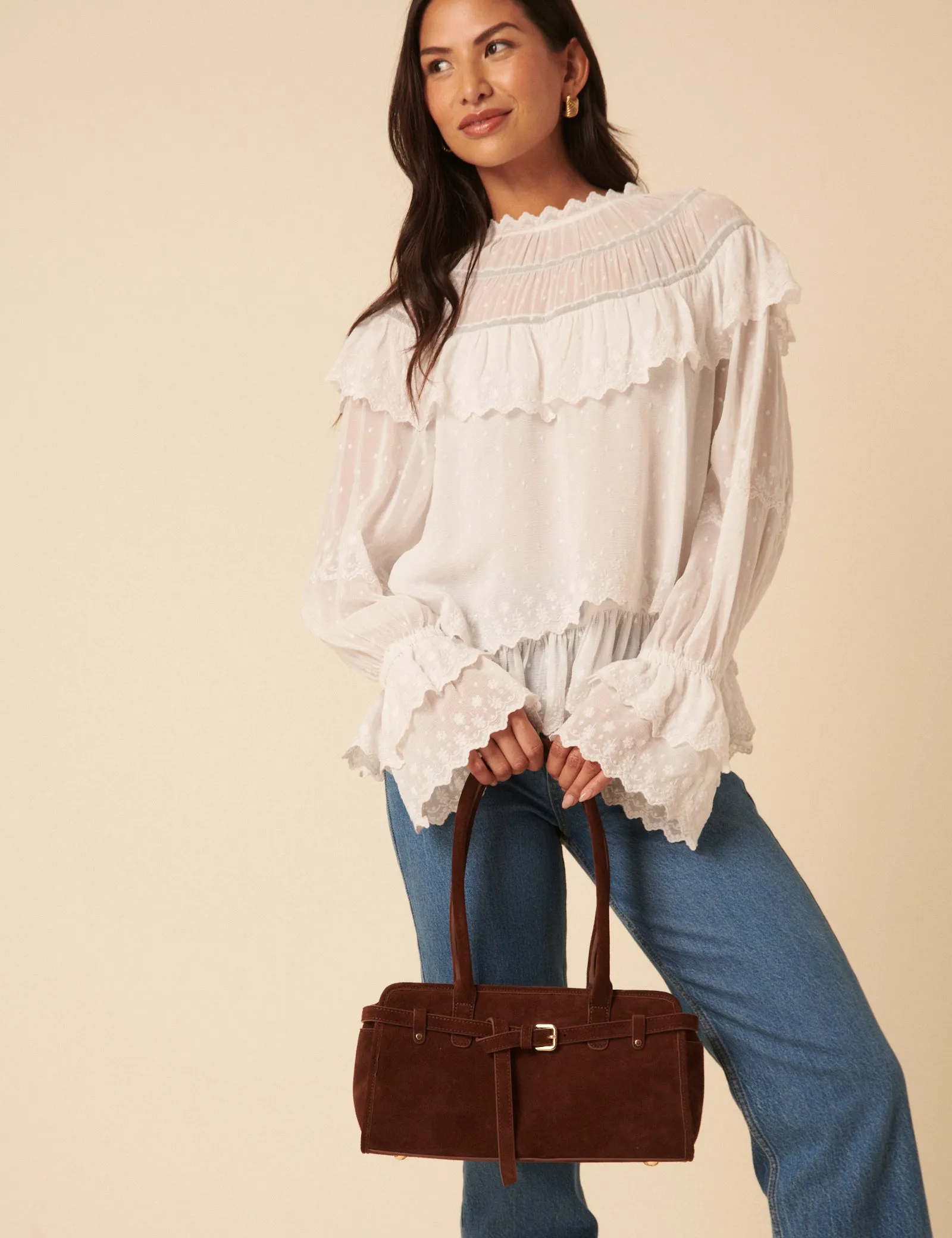 Brown Suede Baguette Shoulder Bag sold by Nobody's Child product image thumbnail 3