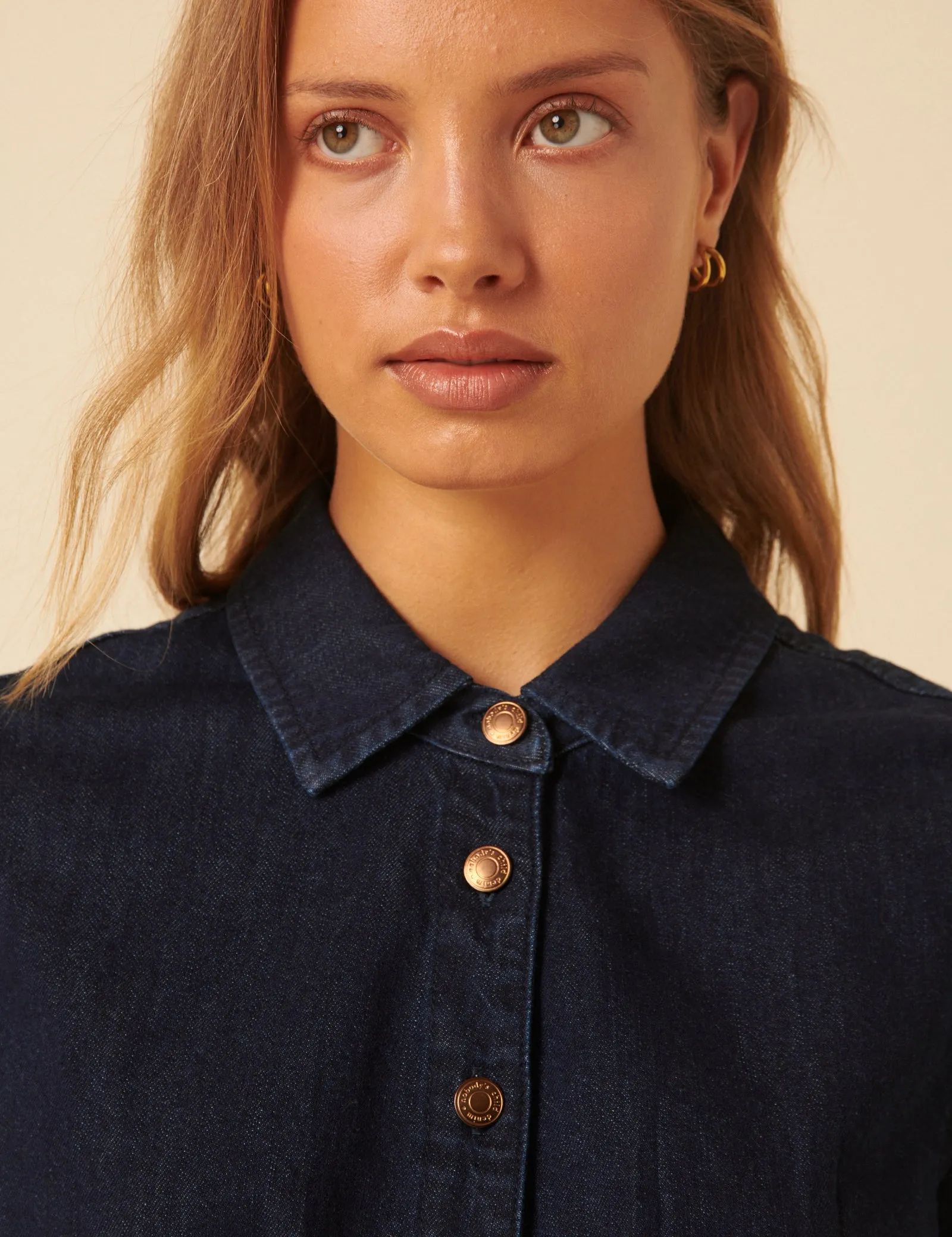 Dark Denim Tucked Waist Kinsley Shirt Dress sold by Nobody's Child product image thumbnail 3