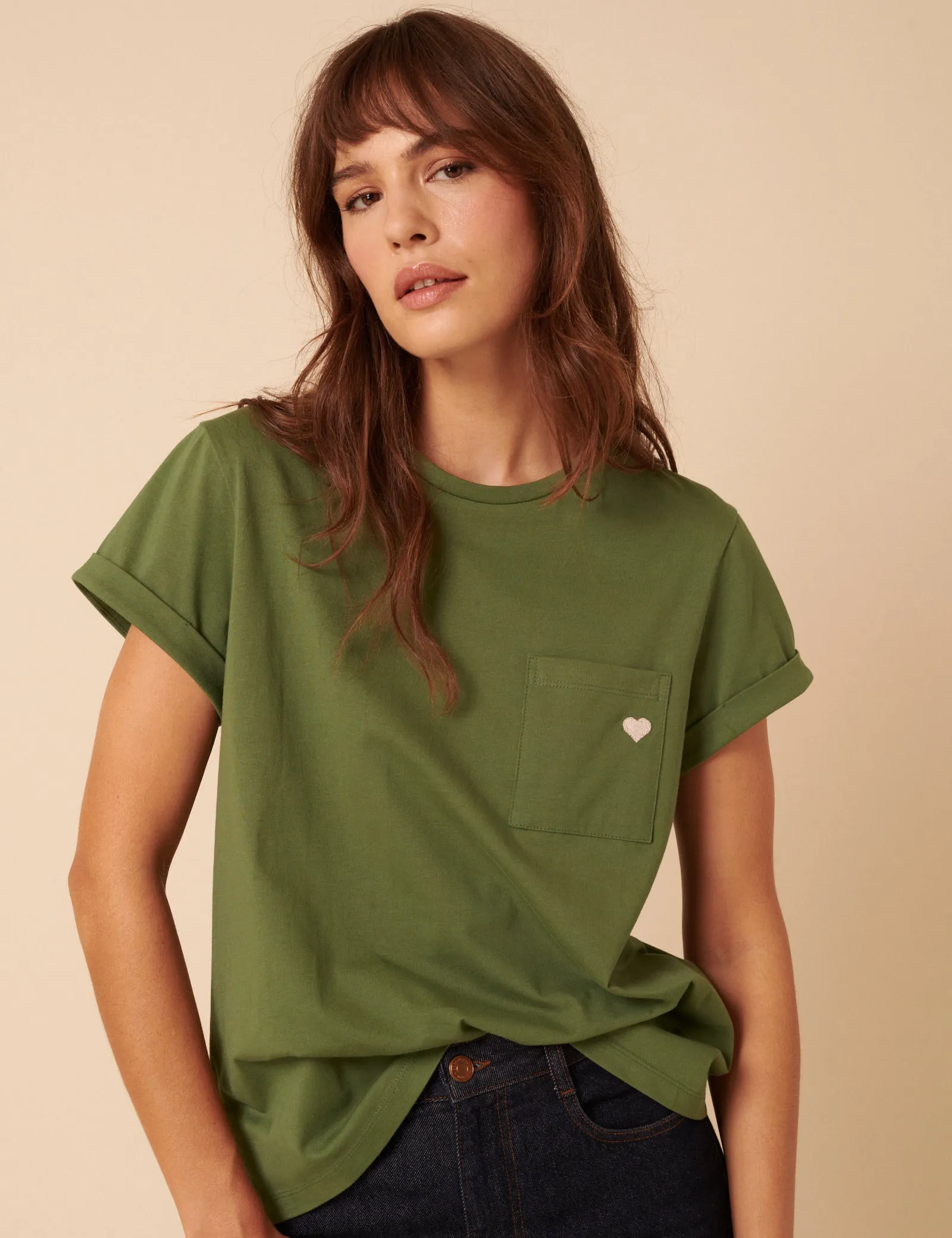 Green Heart Embroidered T-Shirt sold by Nobody's Child