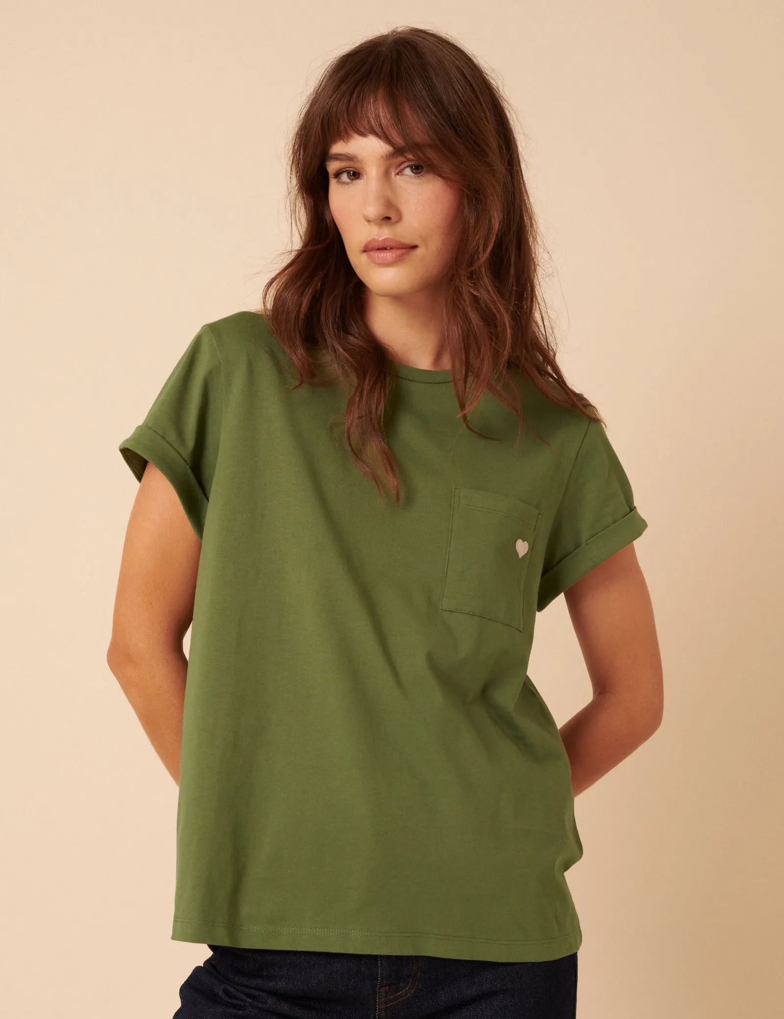 Green Heart Embroidered T-Shirt sold by Nobody's Child product image thumbnail 3