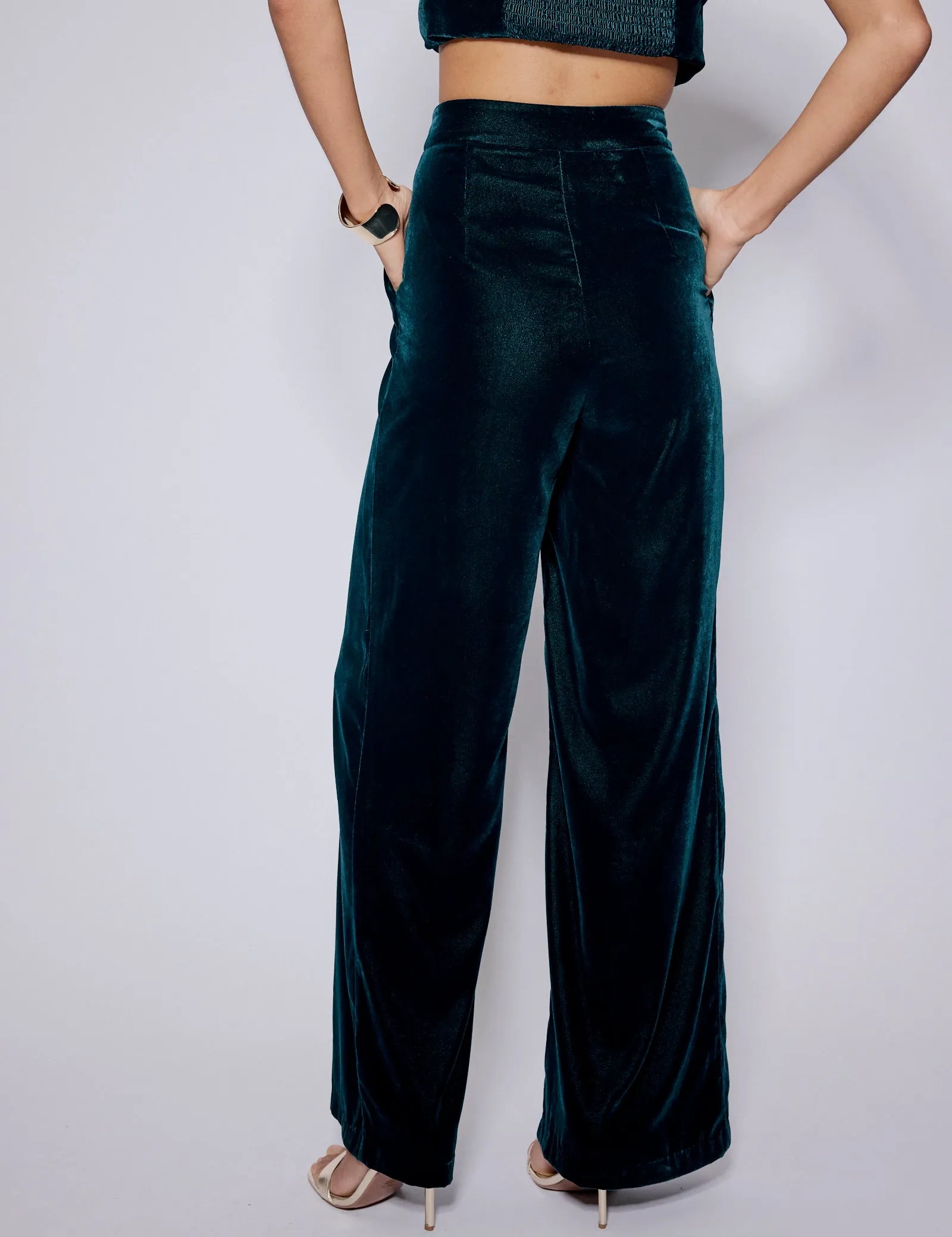 Green Velvet Straight Leg Trousers sold by Nobody's Child product image thumbnail 5
