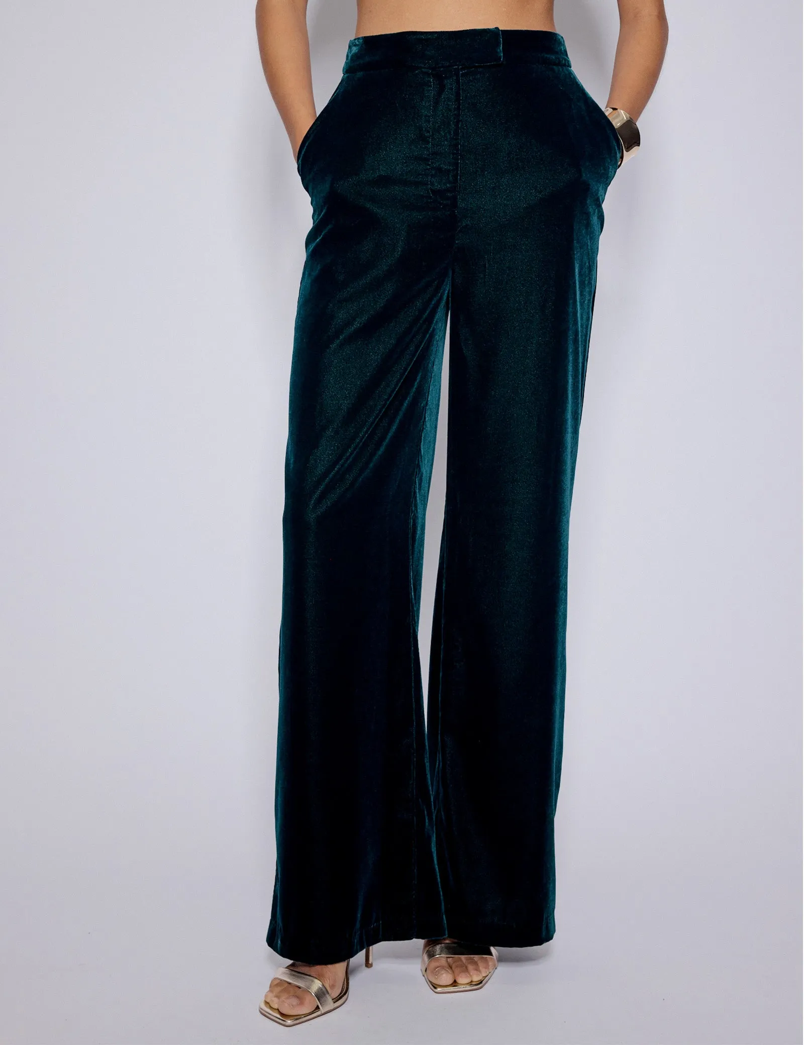 Green Velvet Straight Leg Trousers sold by Nobody's Child product image thumbnail 2