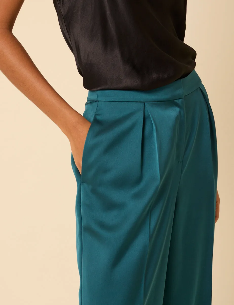 Turquoise Satin Tailored Trousers sold by Nobody's Child product image thumbnail 3