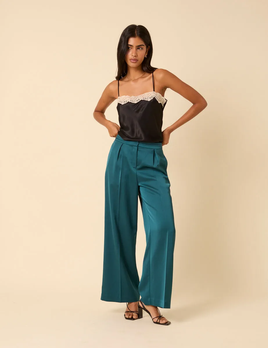 Turquoise Satin Tailored Trousers sold by Nobody's Child product image thumbnail 4