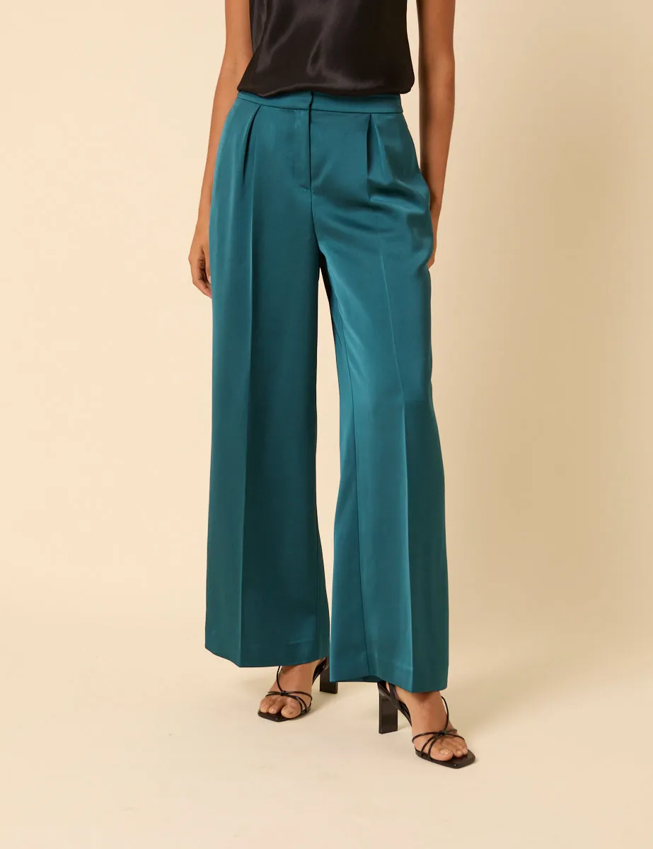 Turquoise Satin Tailored Trousers sold by Nobody's Child product image thumbnail 2