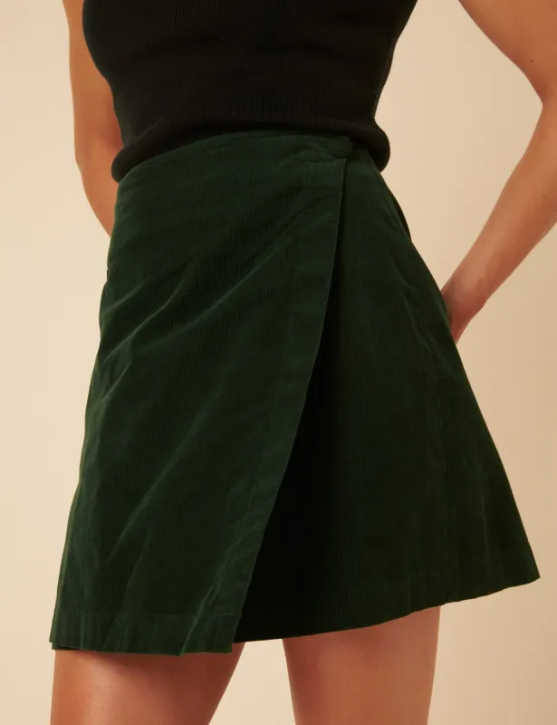 Green Cord Mini Skirt sold by Nobody's Child