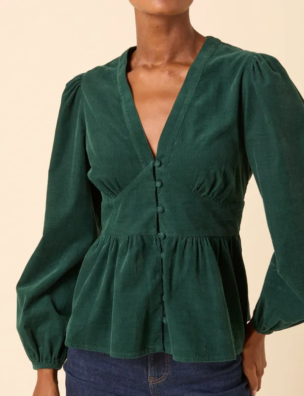 Green Cord Balloon Sleeve Starlight Top sold by Nobody's Child