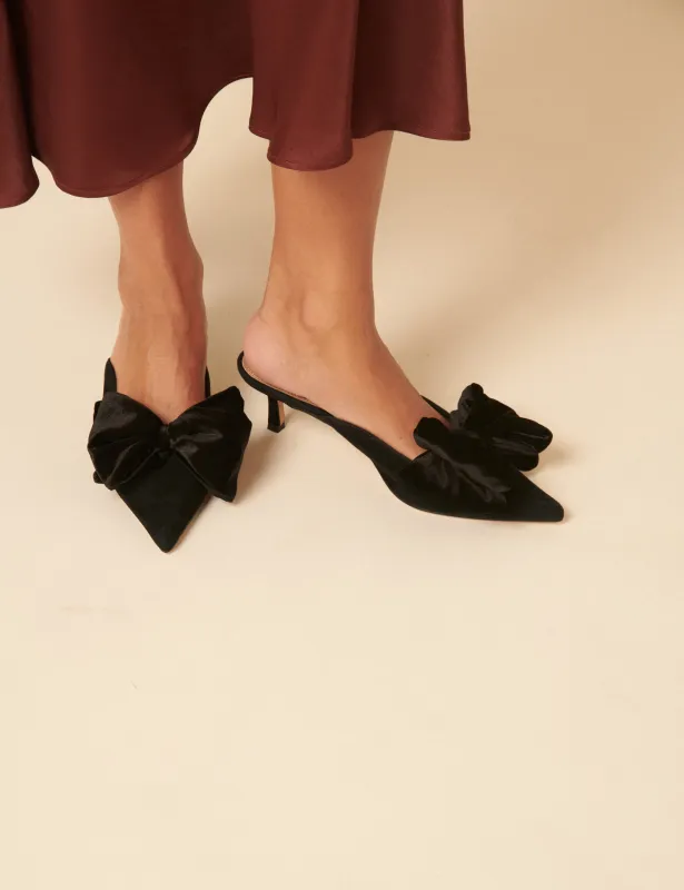 Black Bow Kitten Heel sold by Nobody's Child