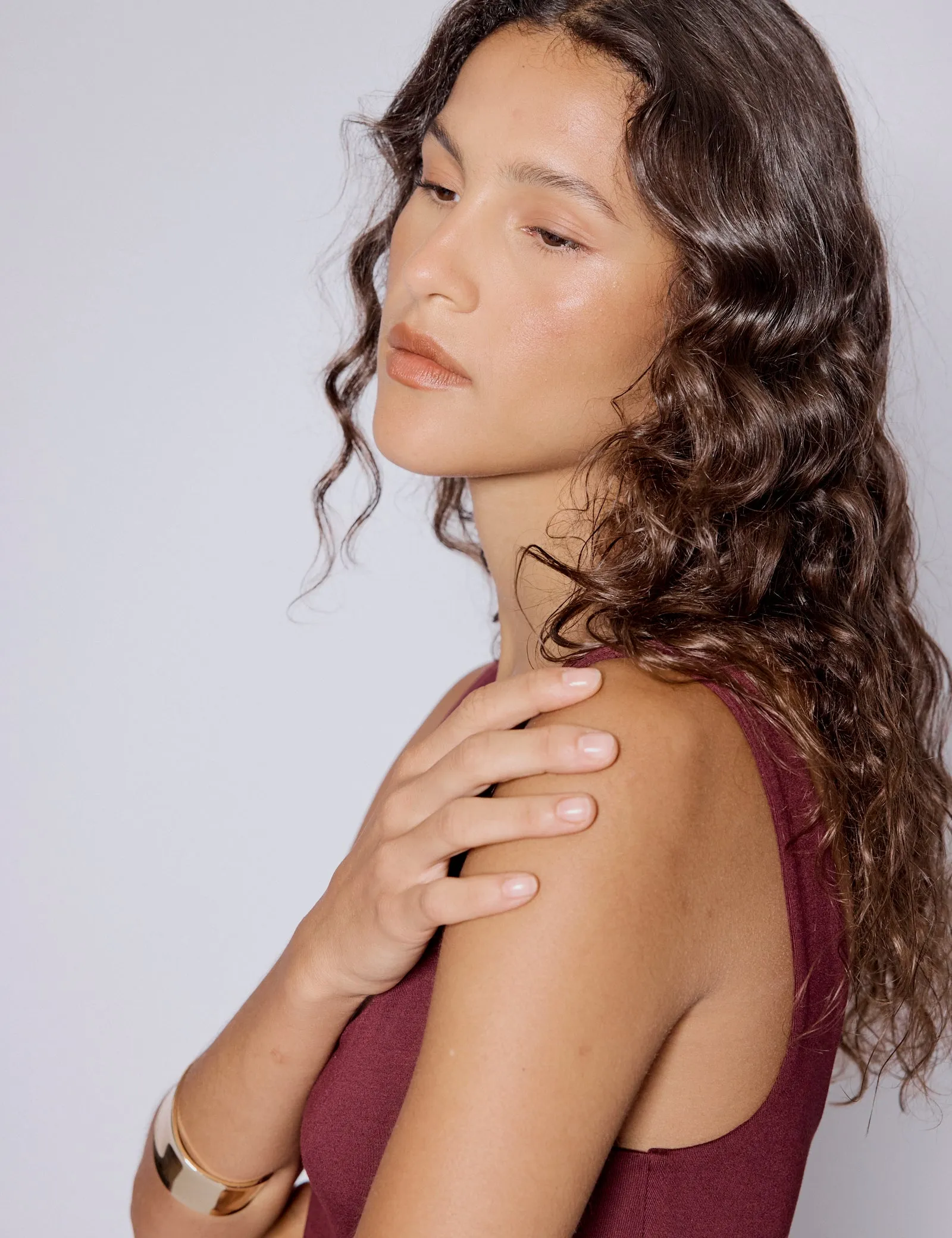 Burgundy Asymmetrical Drop Waist Valentina Midi Dress sold by Nobody's Child product image thumbnail 3