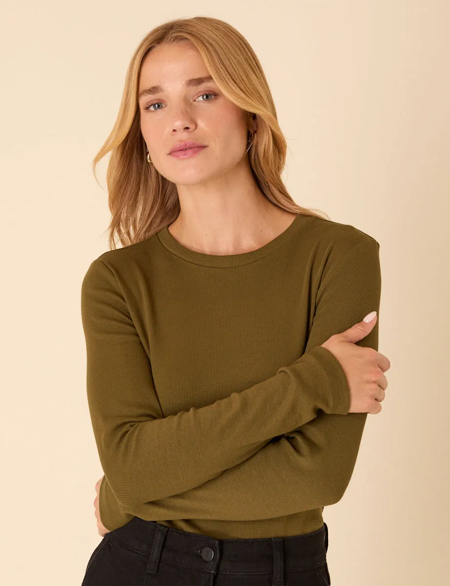 Green Ribbed Long Sleeve Jersey Top sold by Nobody's Child product image thumbnail 4