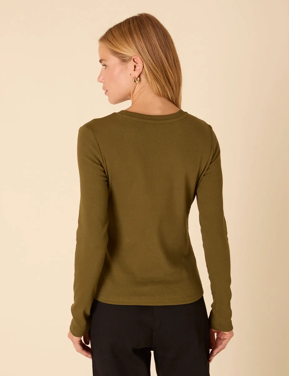 Green Ribbed Long Sleeve Jersey Top sold by Nobody's Child product image thumbnail 5