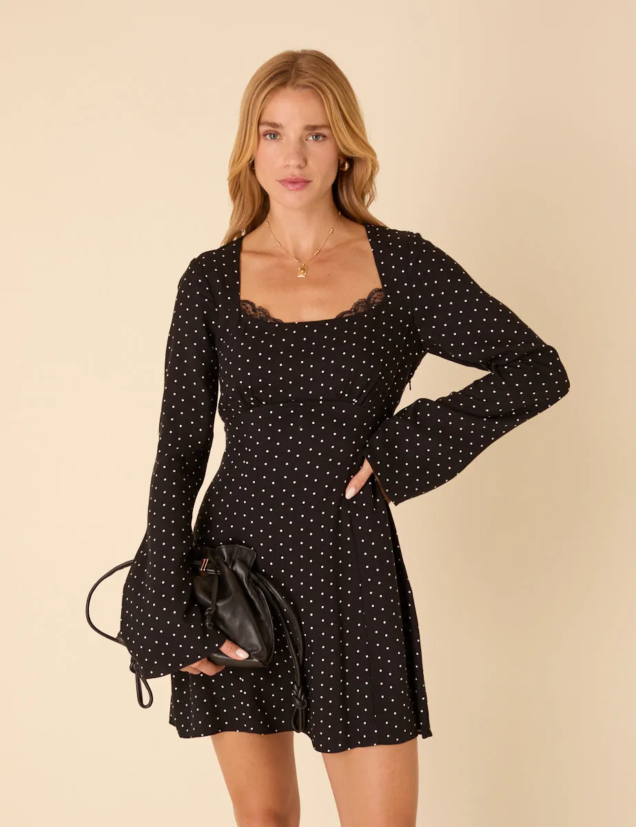 Black Polka Dot Olivia Mini Dress sold by Nobody's Child