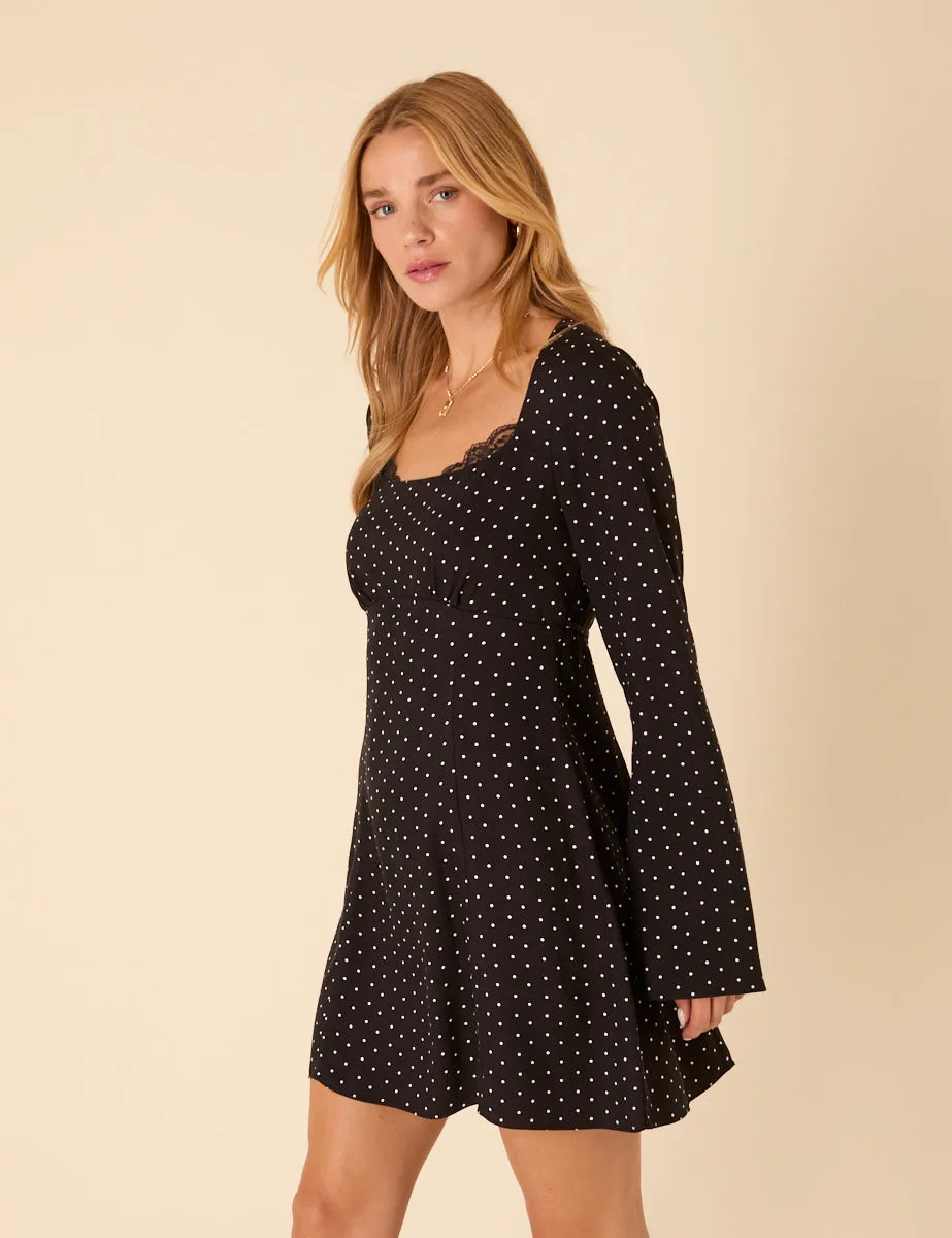 Black Polka Dot Olivia Mini Dress sold by Nobody's Child product image thumbnail 4