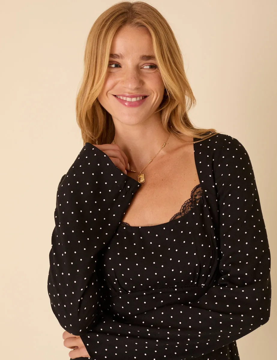 Black Polka Dot Olivia Mini Dress sold by Nobody's Child product image thumbnail 2