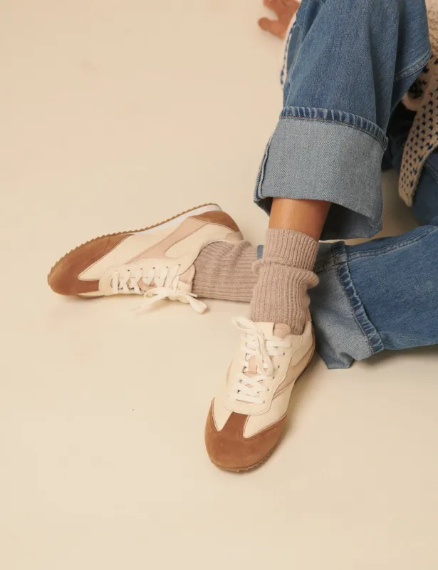 Cream And Tan Leather Trainers sold by Nobody's Child