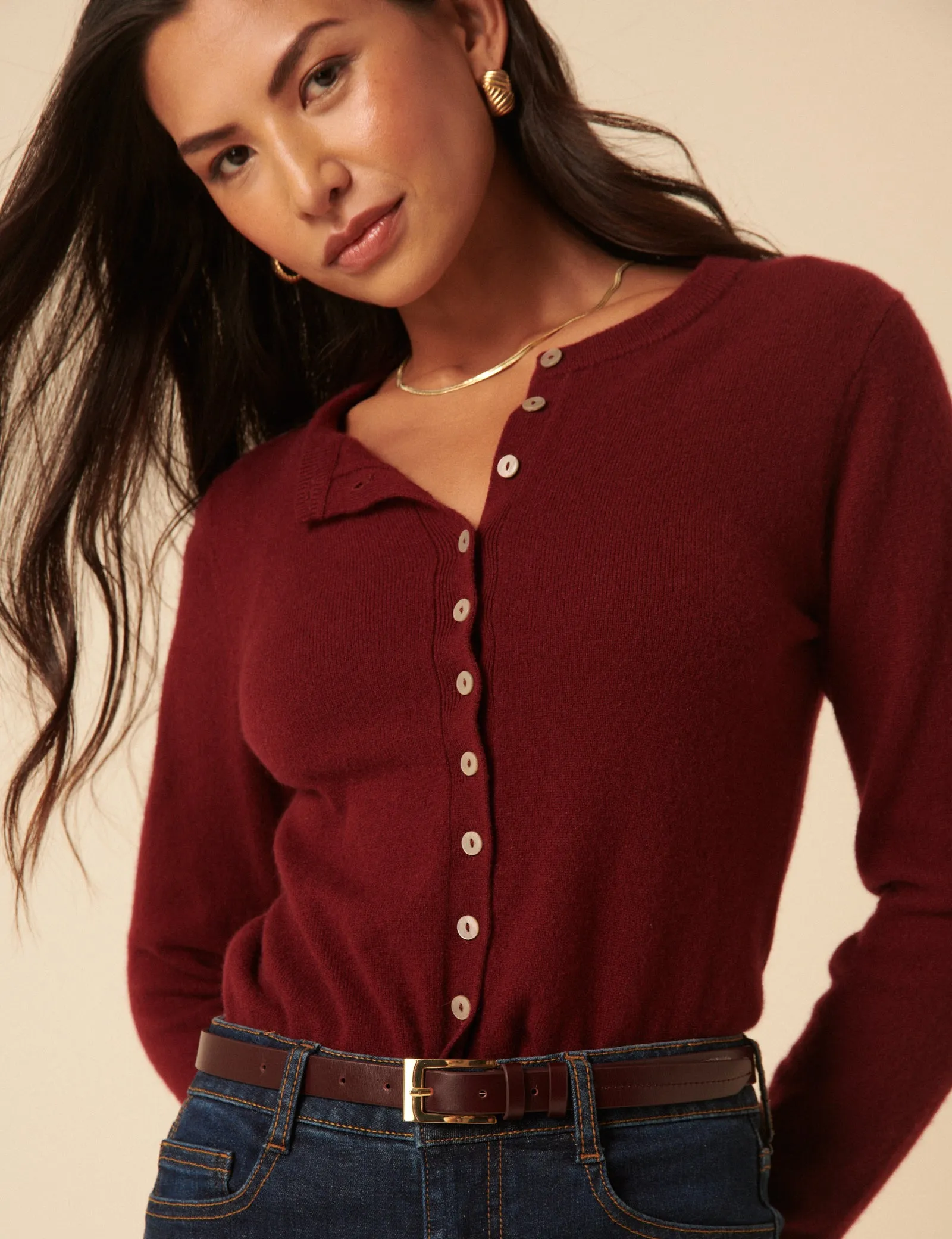 Burgundy Leather Skinny Belt sold by Nobody's Child product image thumbnail 2