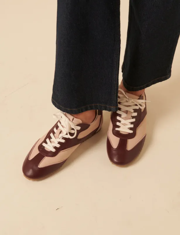 Burgundy And Pink Leather Trainers sold by Nobody's Child