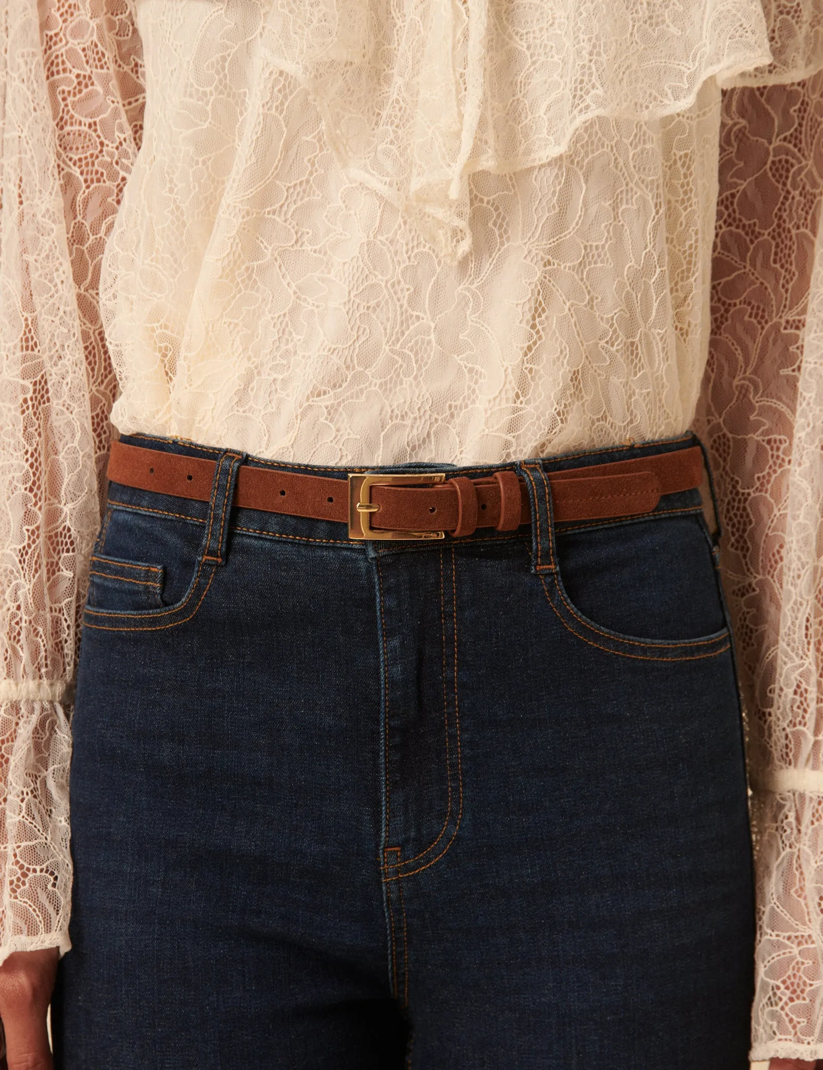 Brown Suede Skinny Belt sold by Nobody's Child product image thumbnail 3