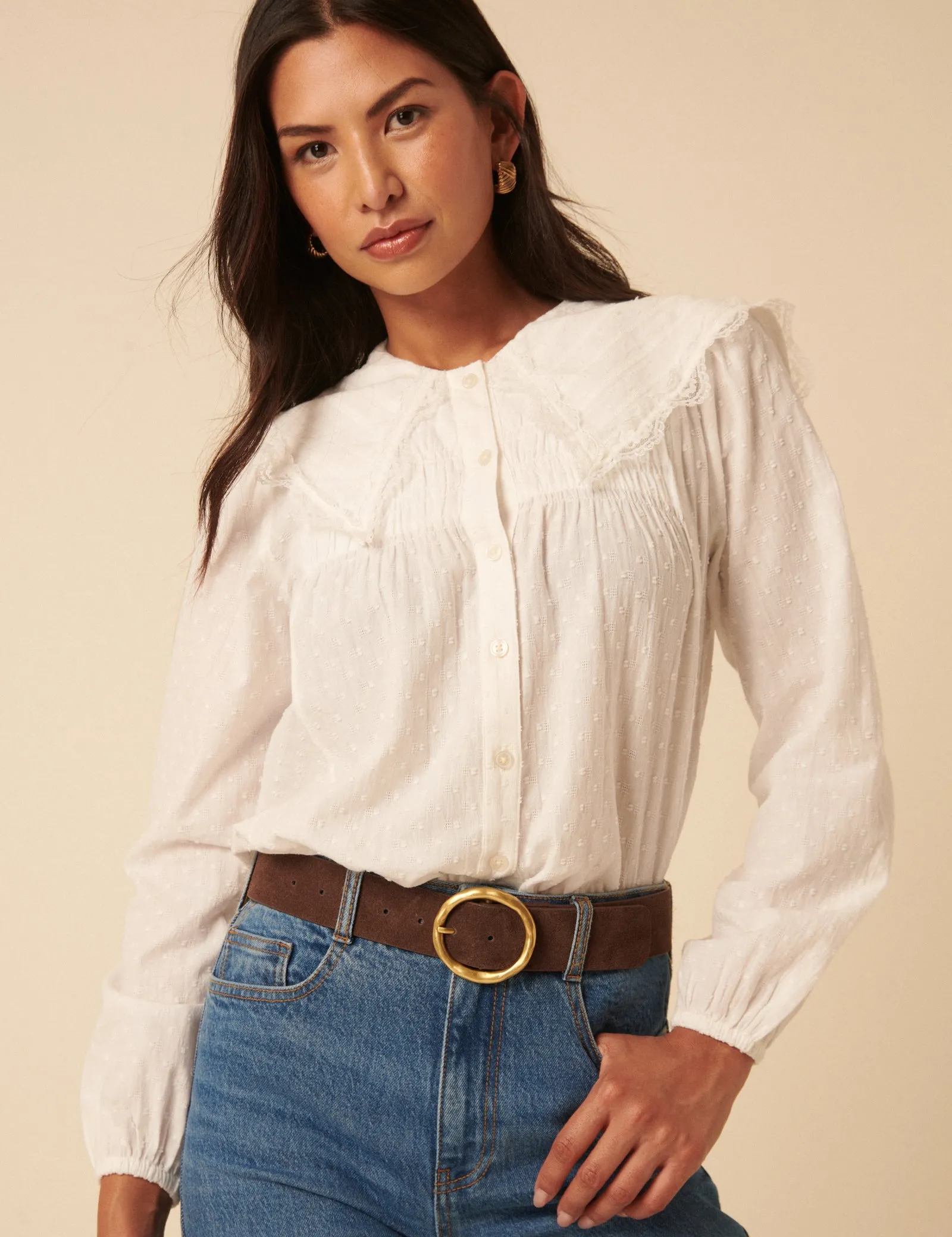 Brown Gold Circular Buckle Suede Belt sold by Nobody's Child product image thumbnail 3