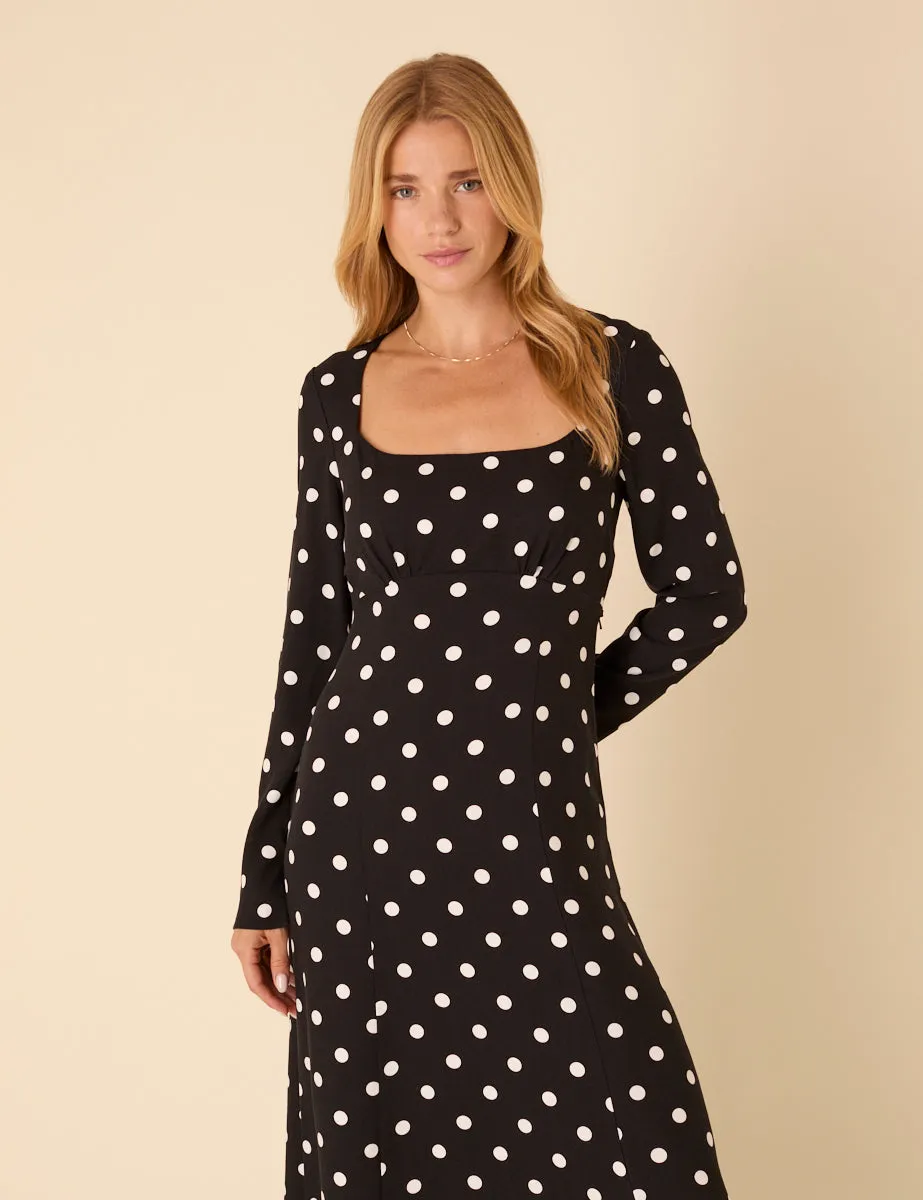Black Polka Dot Delilah Midi Dress sold by Nobody's Child product image thumbnail 4
