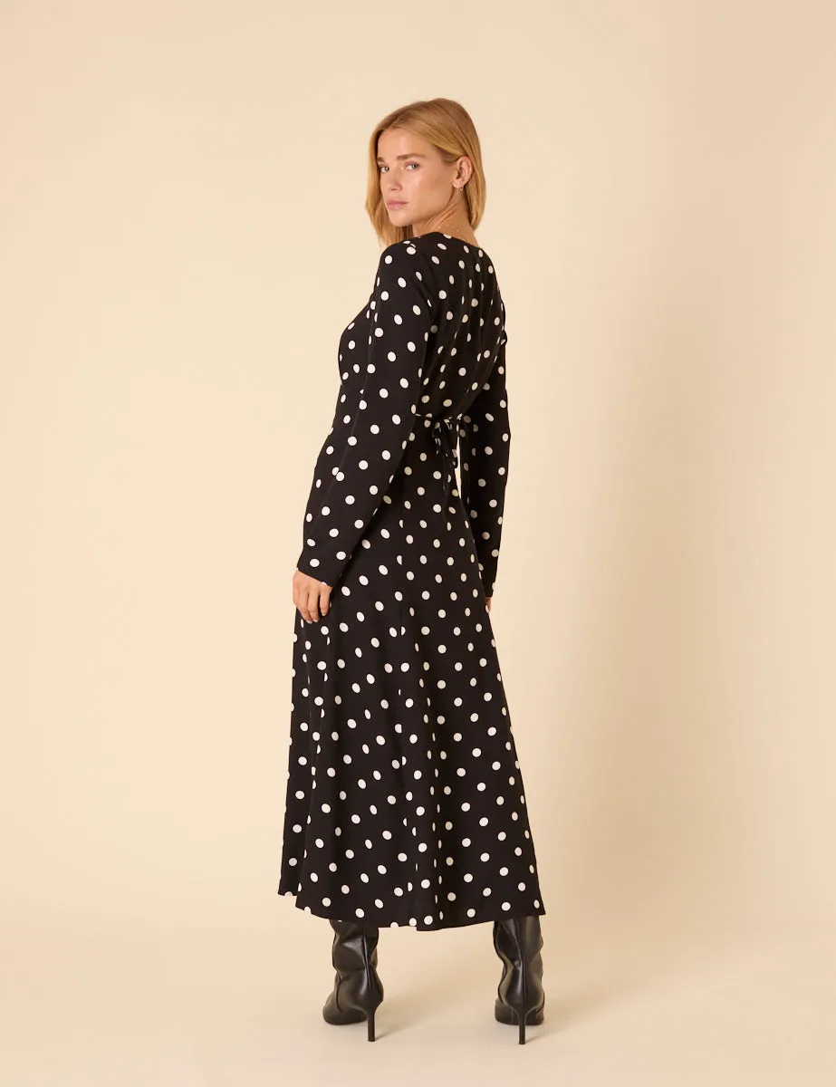 Black Polka Dot Delilah Midi Dress sold by Nobody's Child product image thumbnail 5