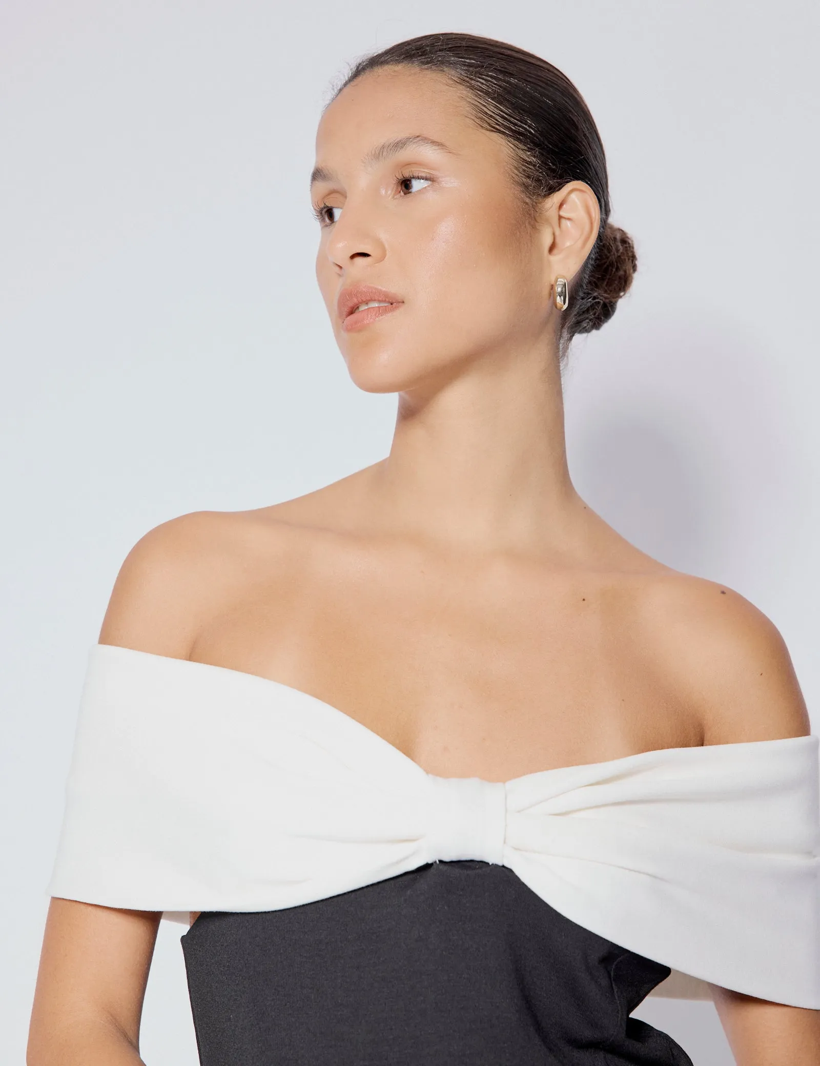 Black Bow Off Shoulder Contrast Top sold by Nobody's Child product image thumbnail 3