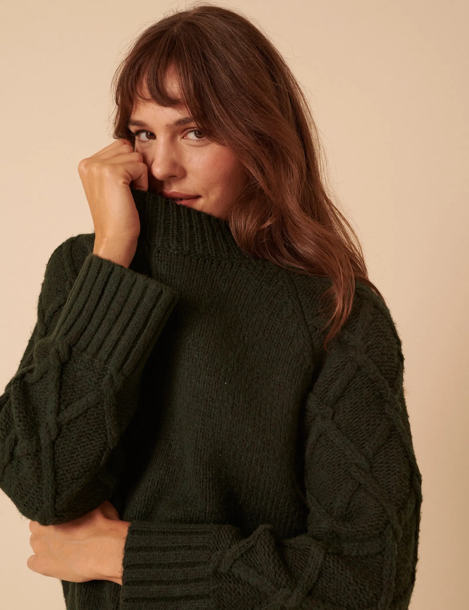 Khaki Cable Knit Jumper Mini Dress sold by Nobody's Child product image thumbnail 2