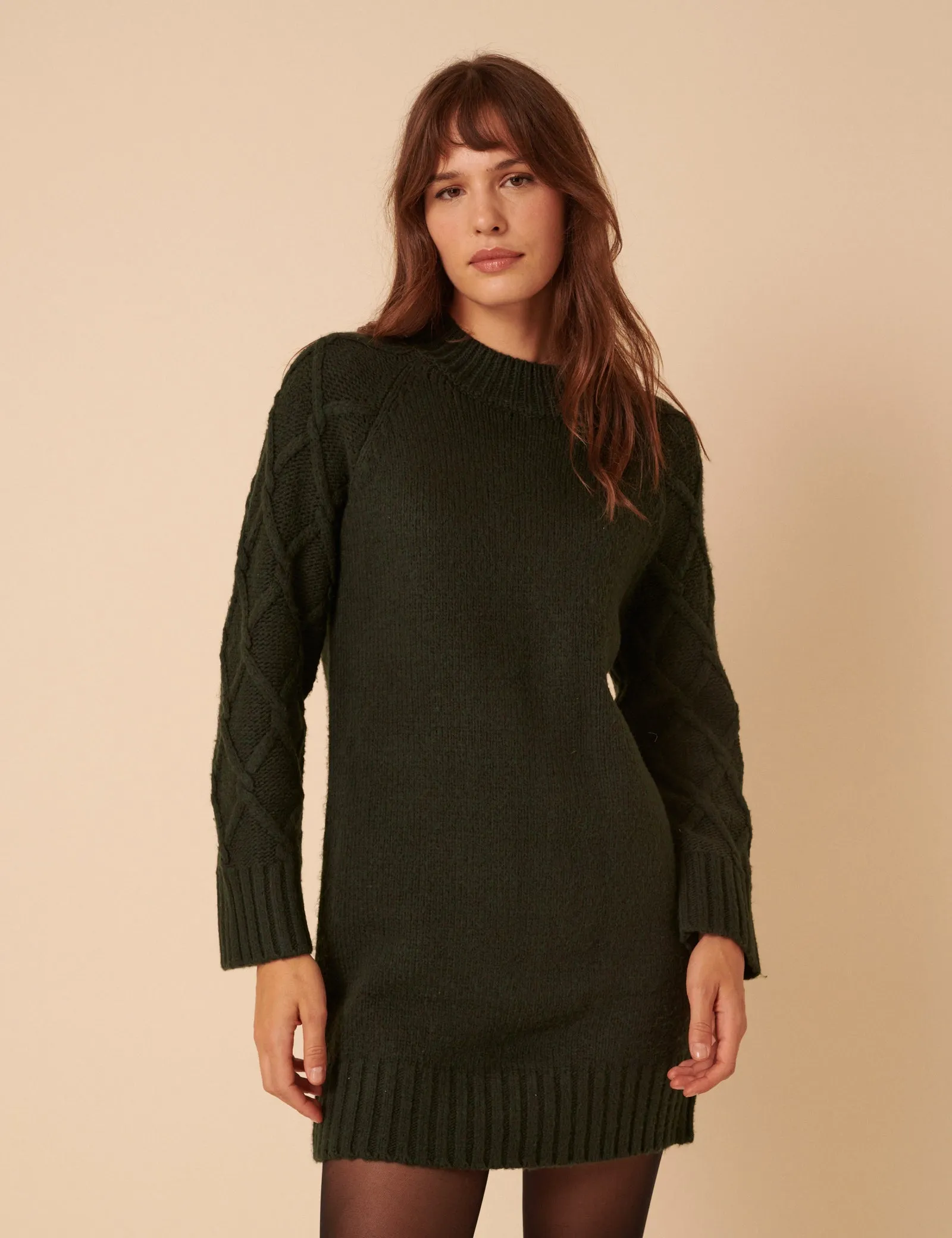 Khaki Cable Knit Jumper Mini Dress sold by Nobody's Child product image thumbnail 3