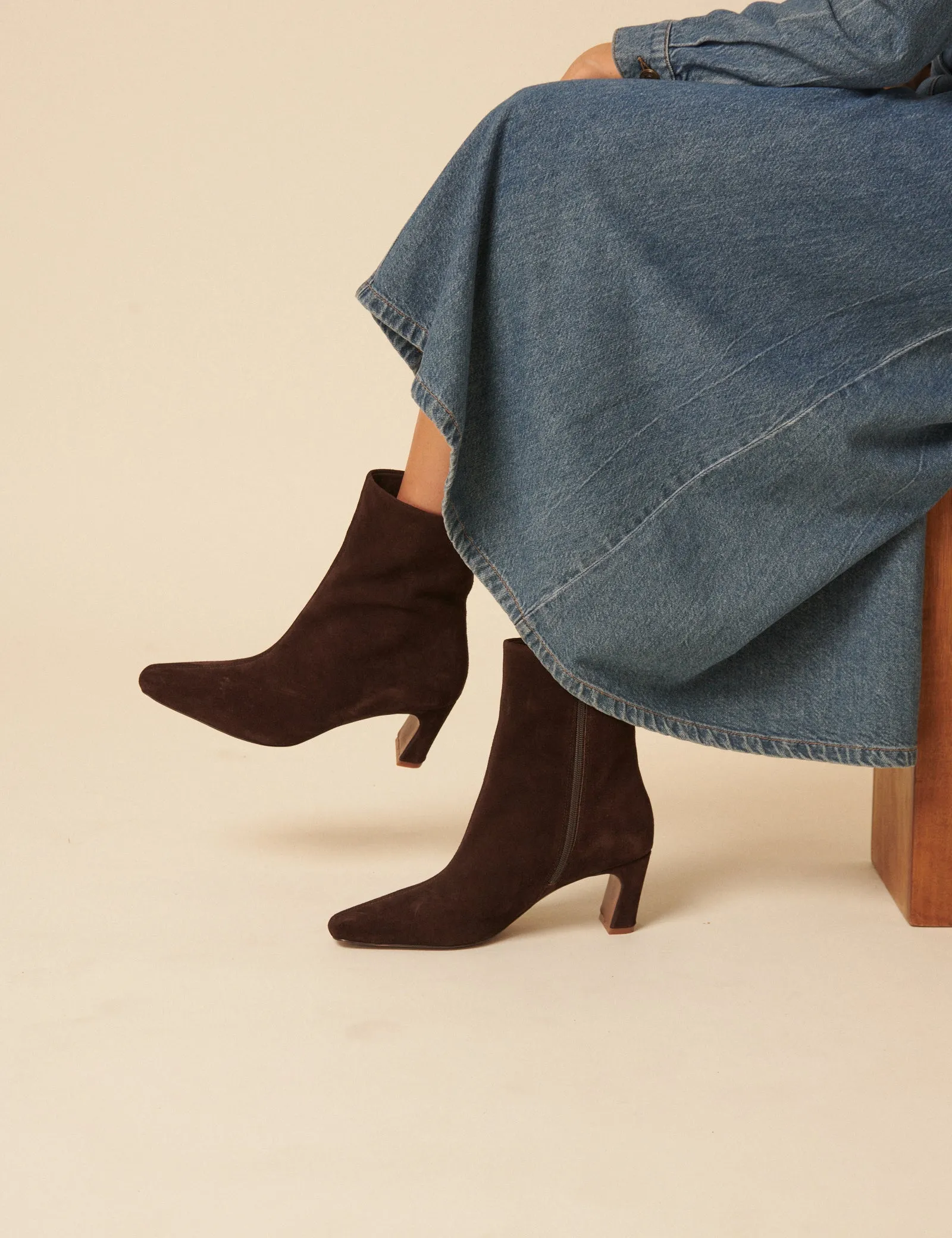 Dark Brown Suede Ankle Boots sold by Nobody's Child