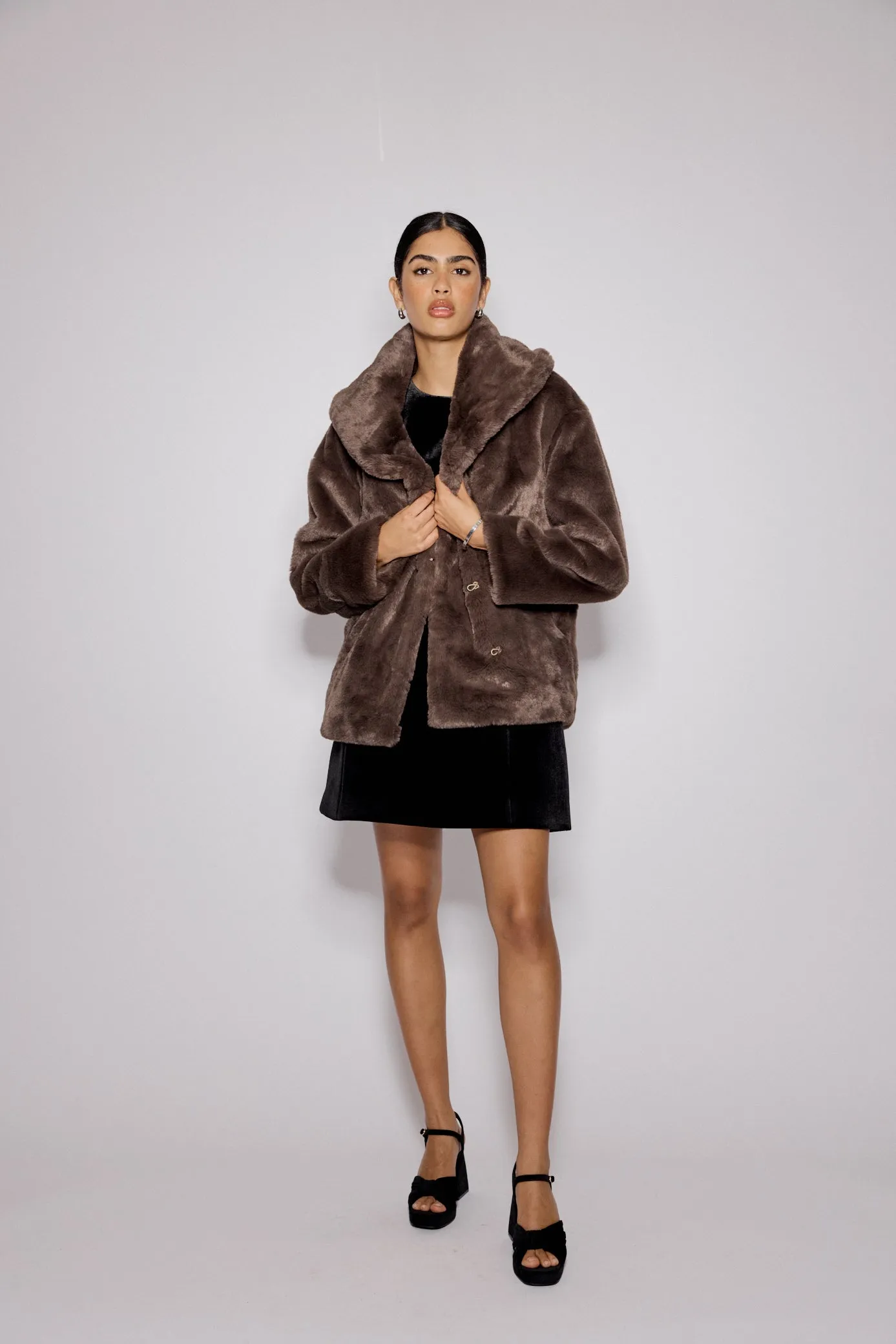 Brown Faux Fur Collared Jacket sold by Nobody's Child