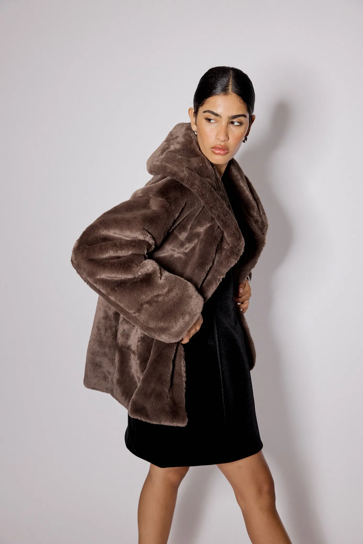 Brown Faux Fur Collared Jacket sold by Nobody's Child product image thumbnail 5