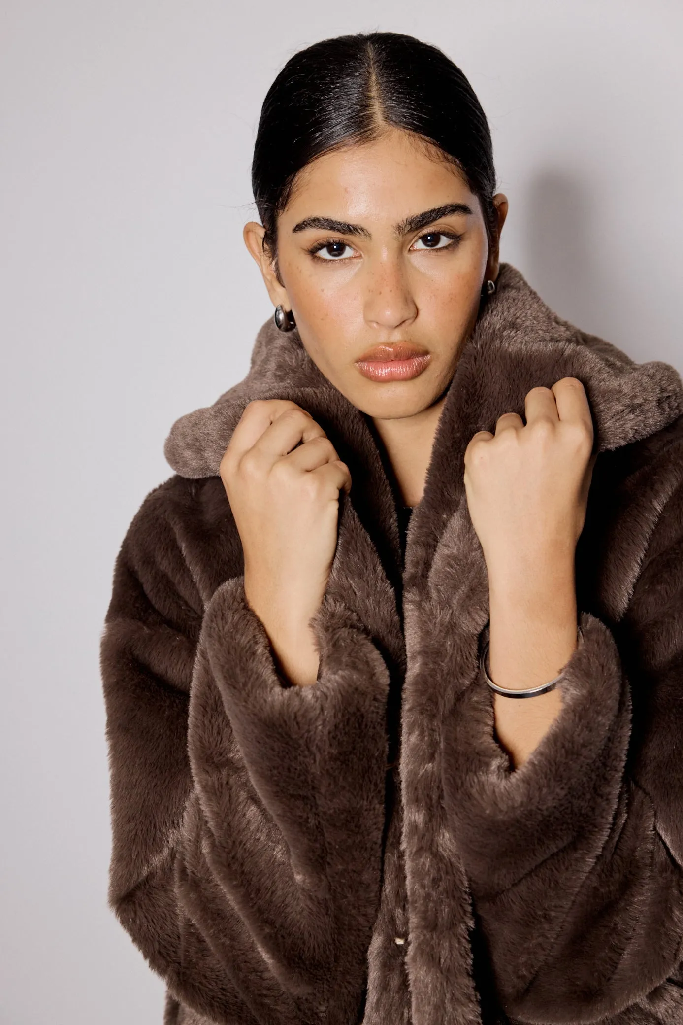 Brown Faux Fur Collared Jacket sold by Nobody's Child product image thumbnail 2