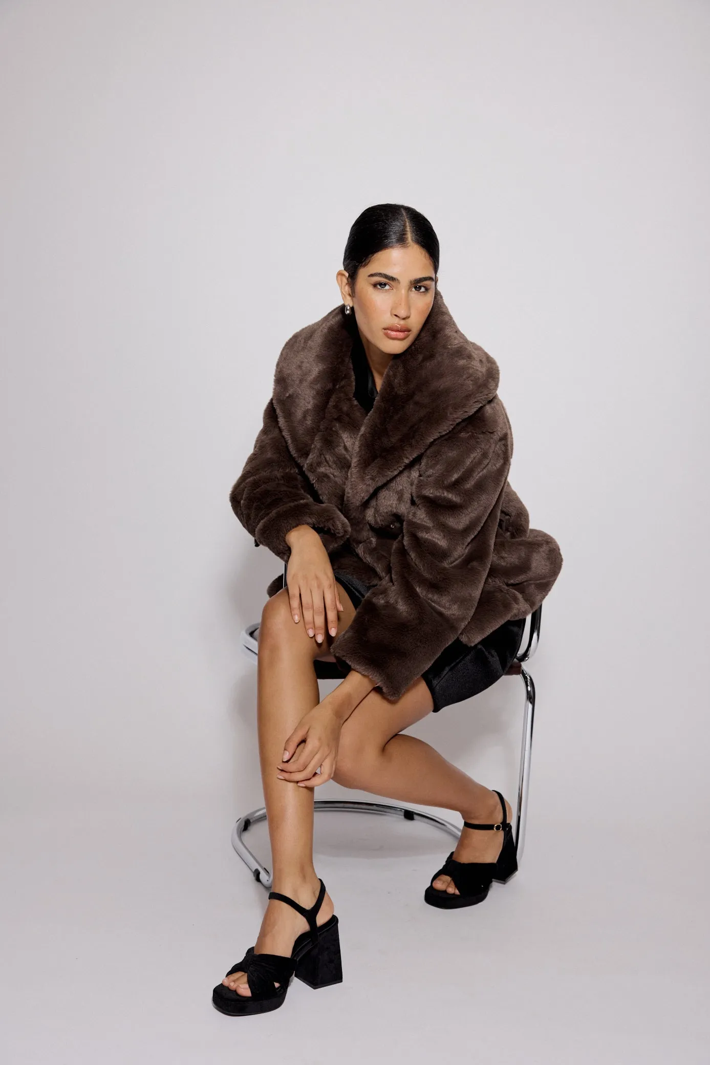 Brown Faux Fur Collared Jacket sold by Nobody's Child product image thumbnail 3