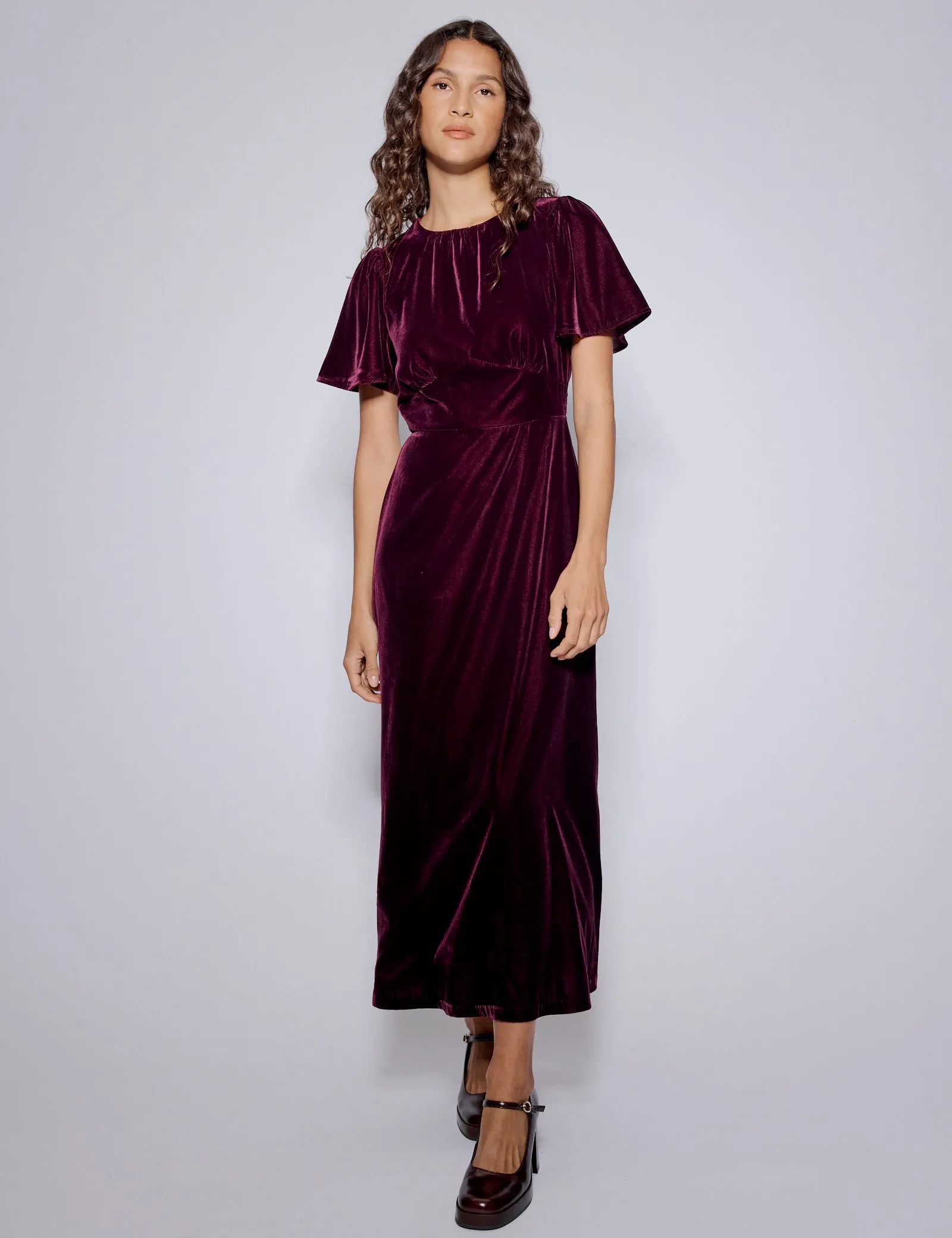 Purple Velvet Allegra Midi Dress sold by Nobody's Child