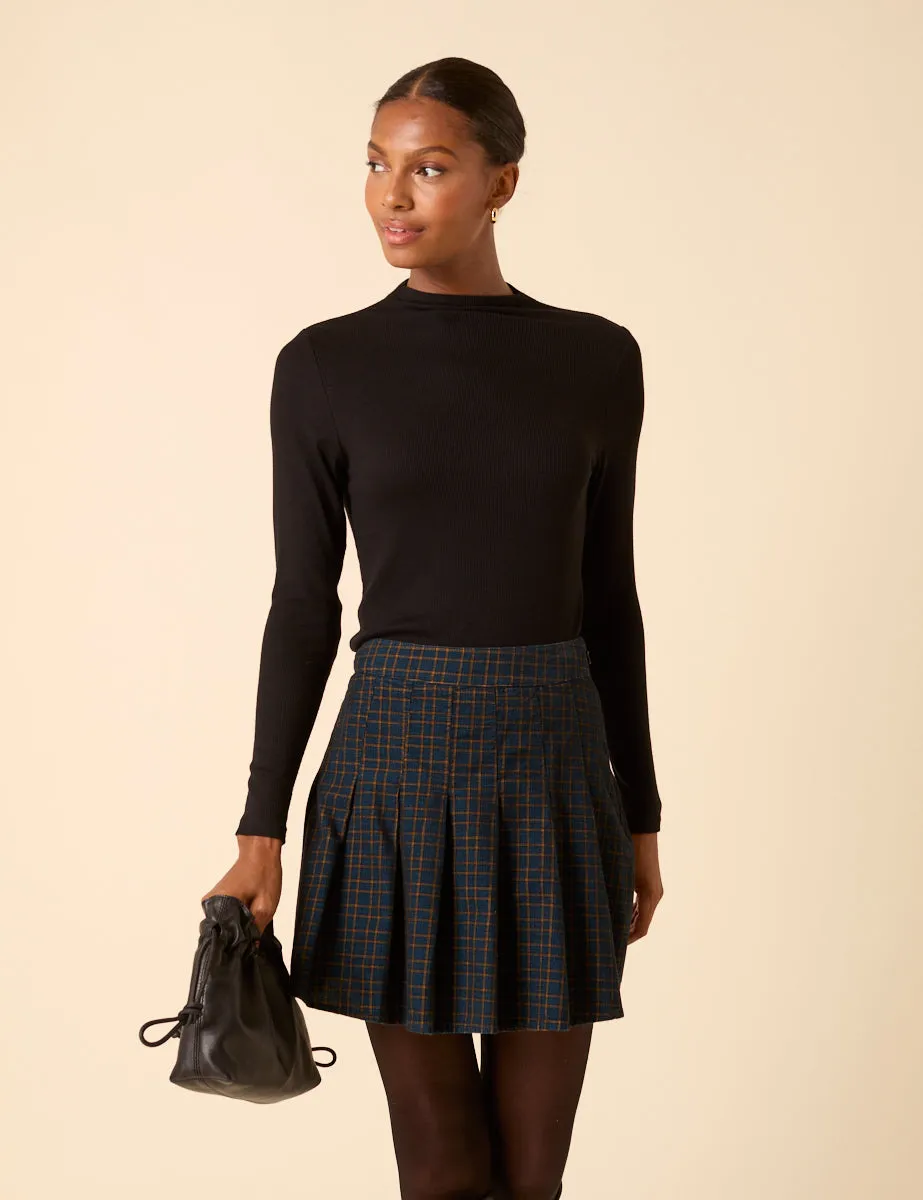 Navy Check Pleated Mini Skirt sold by Nobody's Child product image thumbnail 4